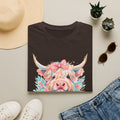 Highland Cow Floral Tee — Cute Pastel Cow Face T-Shirt