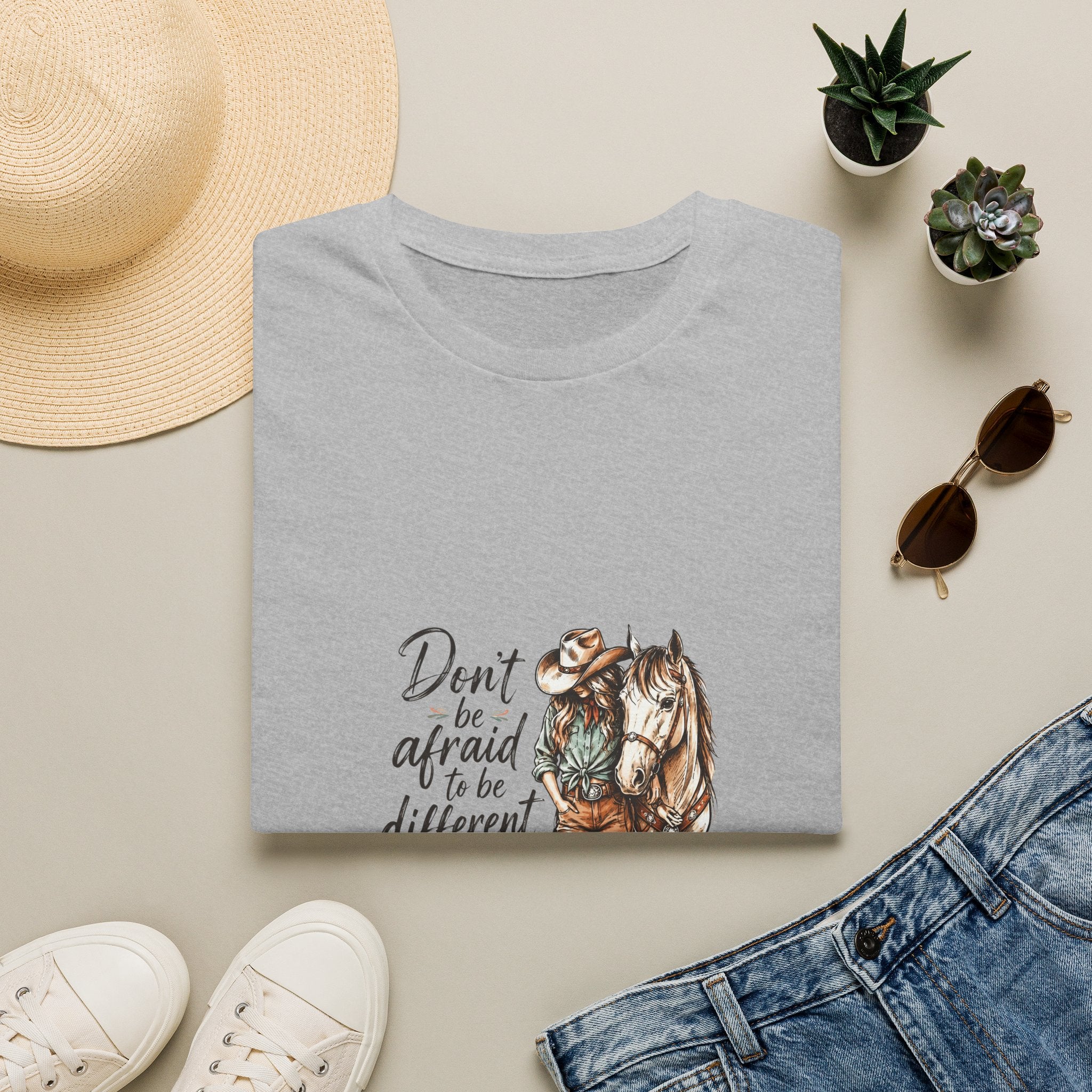 T-Shirt — 'Don't Be Afraid to Be Different' Horse Graphic