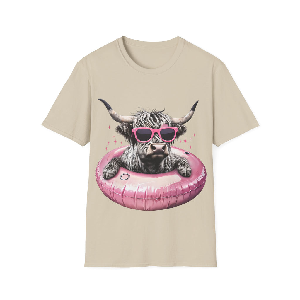 Cow with Pink Sunglasses T-Shirt — Cute Highland Cow Graphic Tee
