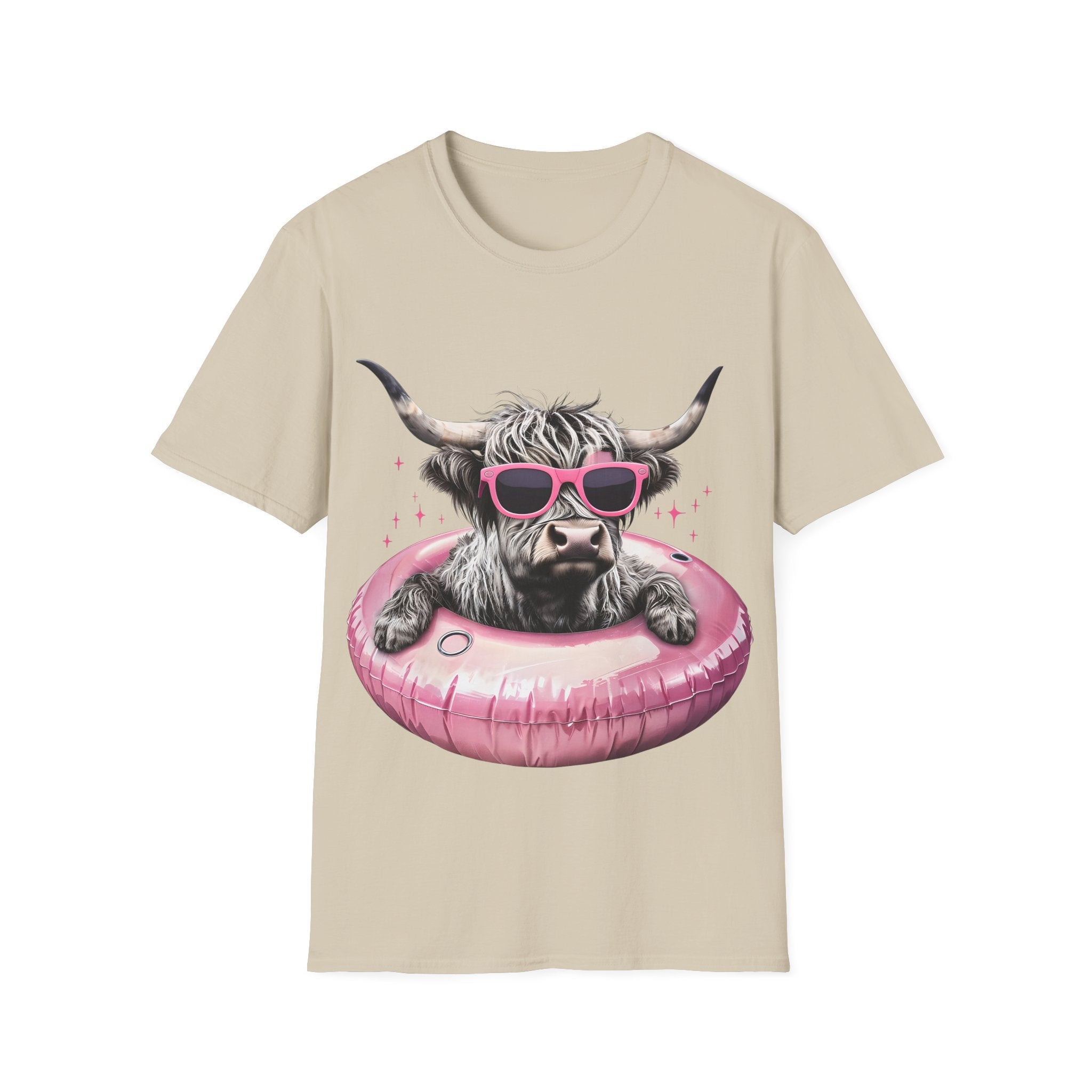 Cow with Pink Sunglasses T-Shirt — Cute Highland Cow Graphic Tee
