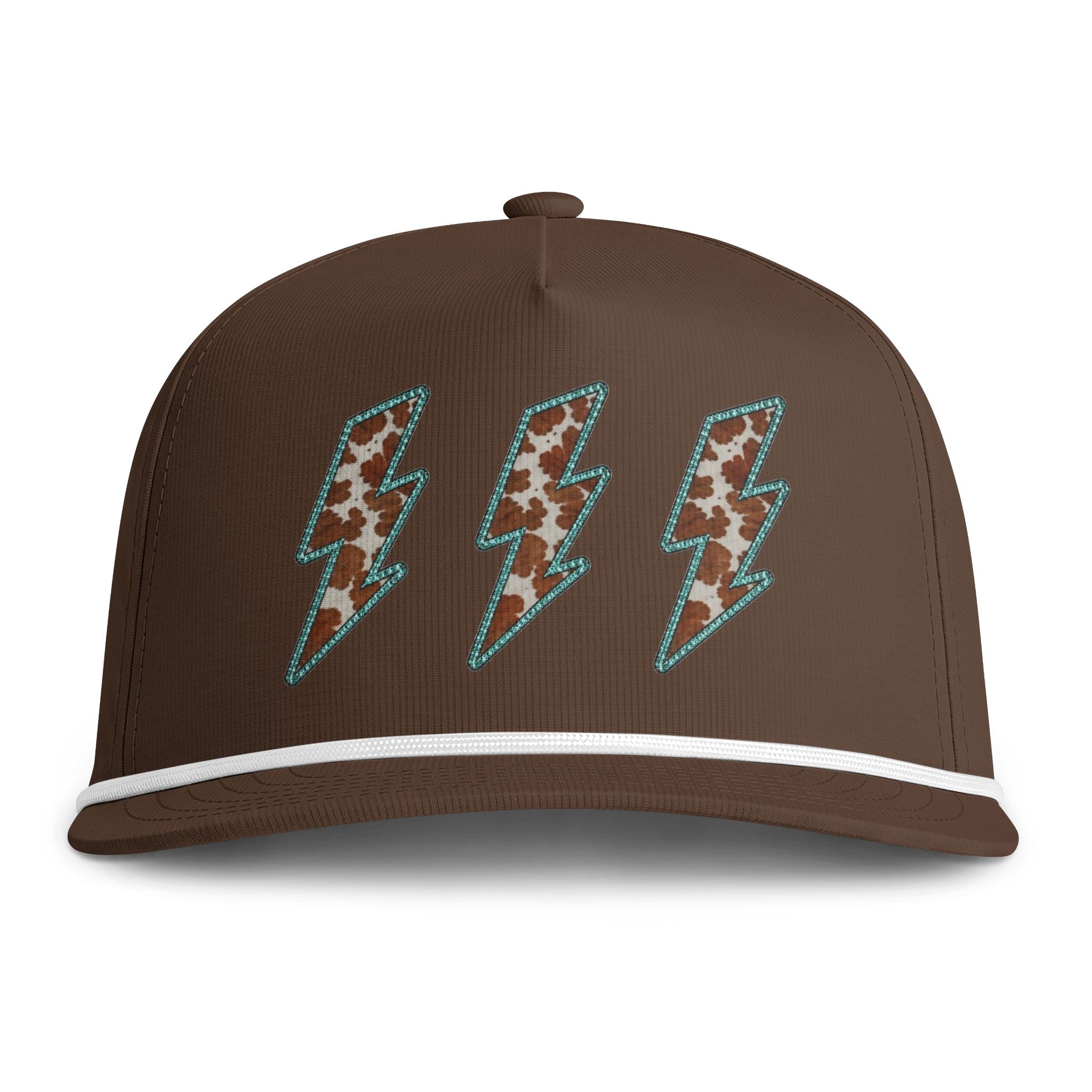 Sunwashed Rope Cap — Retro Lightning Bolt Embroidered Trucker Hat