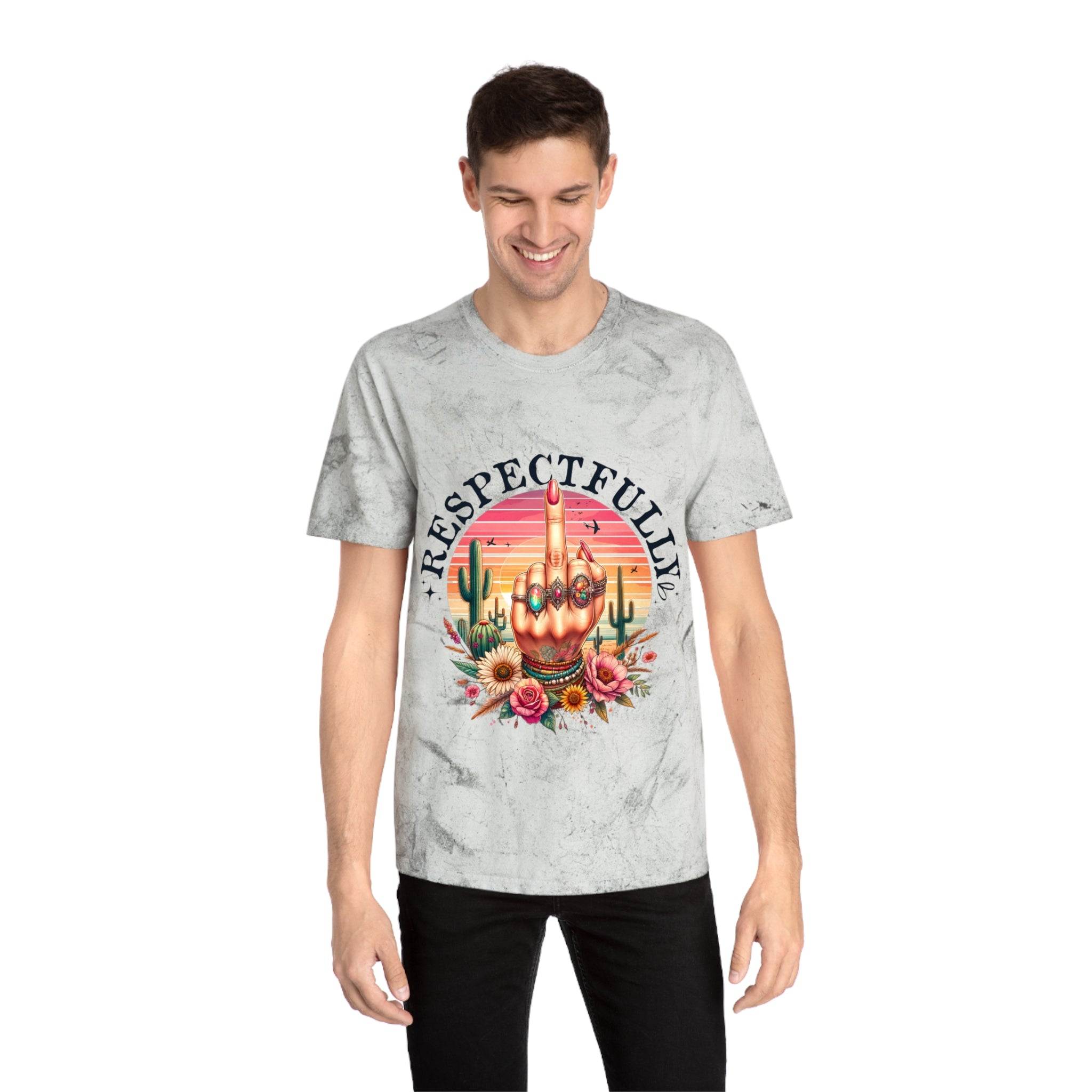 Respectfully Middle Finger T-Shirt — Retro Desert Graphic Tee