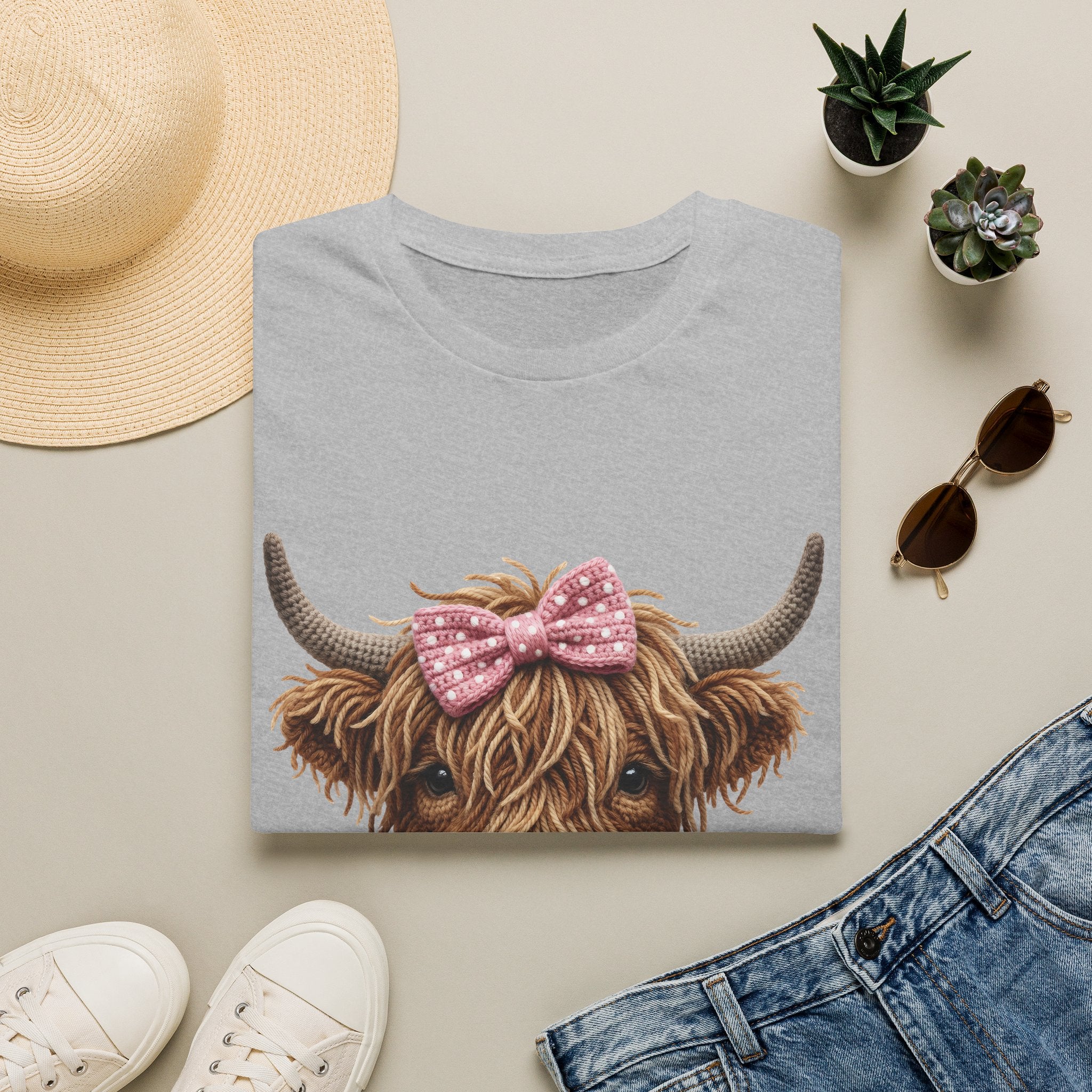 Highland Cow Tee — Cute Ribbon Cow Graphic T-Shirt