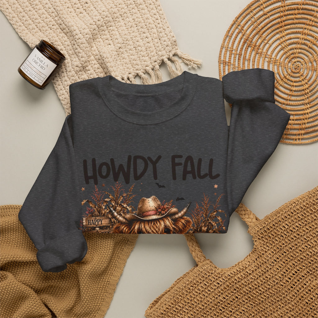 Howdy Fall Cowgirl Sweatshirt – Autumn Pumpkin Farm Graphic Crewneck