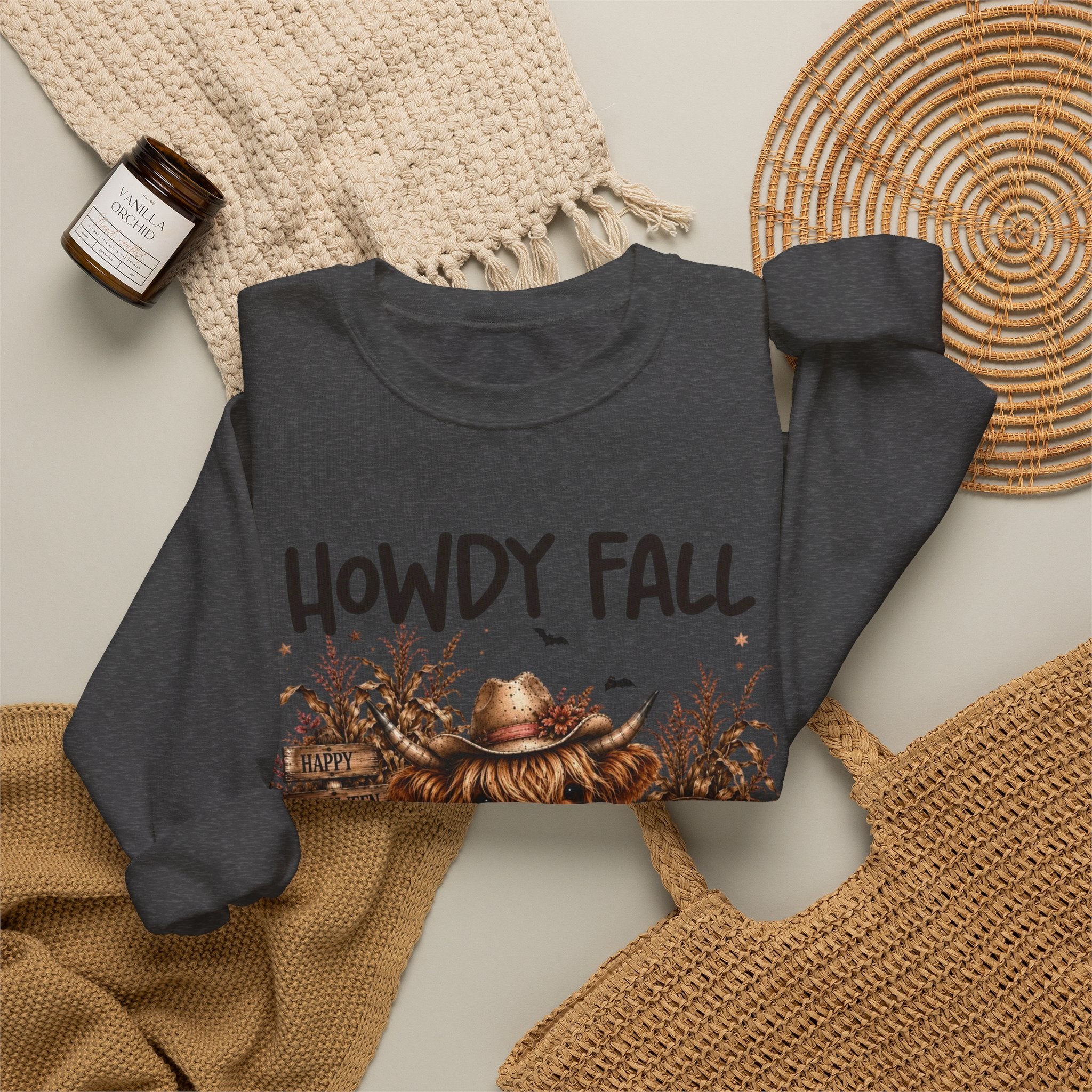 Howdy Fall Cowgirl Sweatshirt – Autumn Pumpkin Farm Graphic Crewneck
