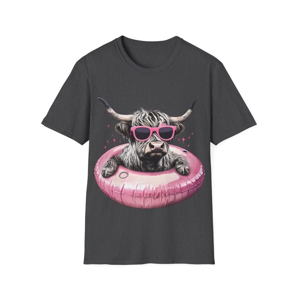 Cow with Pink Sunglasses T-Shirt — Cute Highland Cow Graphic Tee
