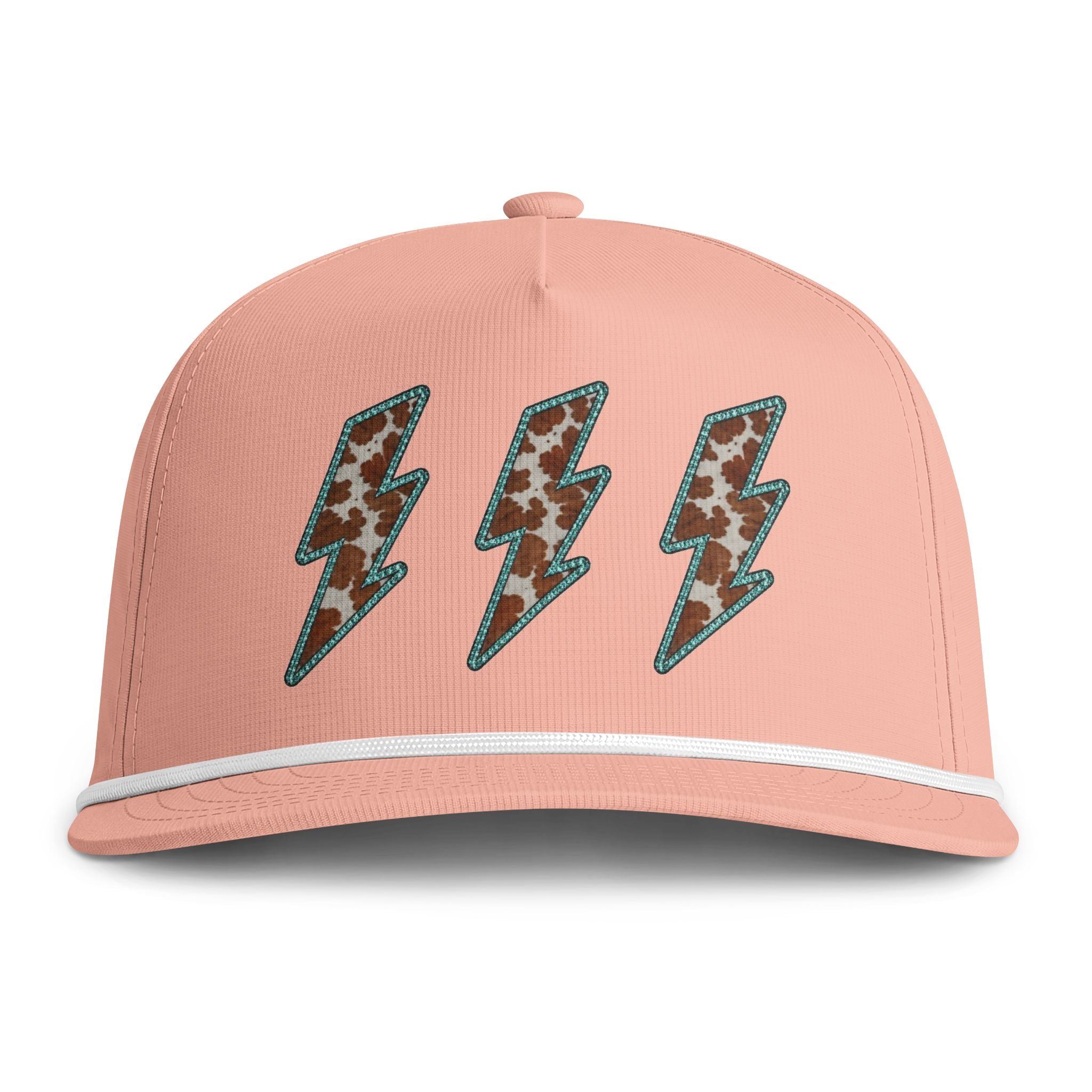 Sunwashed Rope Cap — Retro Lightning Bolt Embroidered Trucker Hat