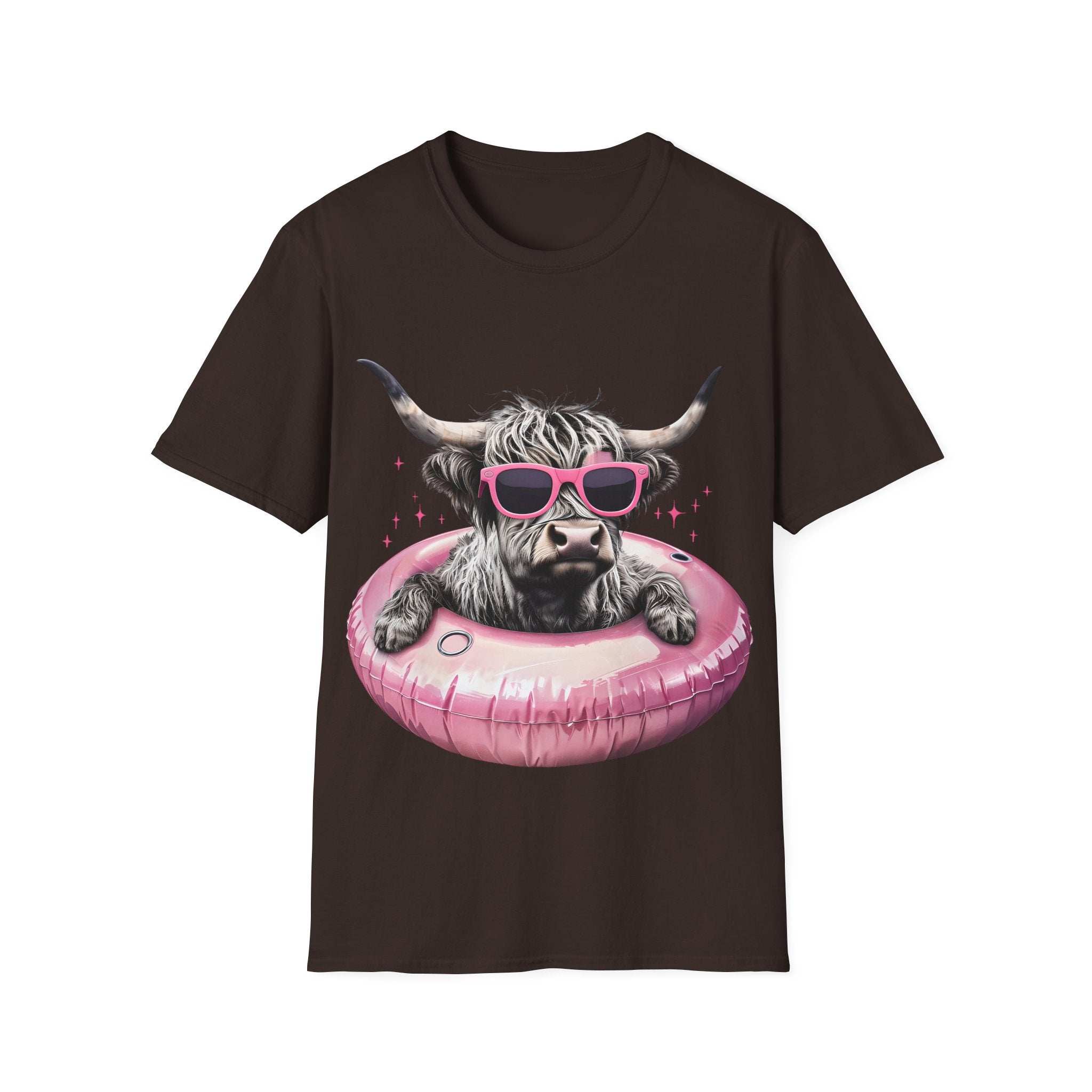 Cow with Pink Sunglasses T-Shirt — Cute Highland Cow Graphic Tee