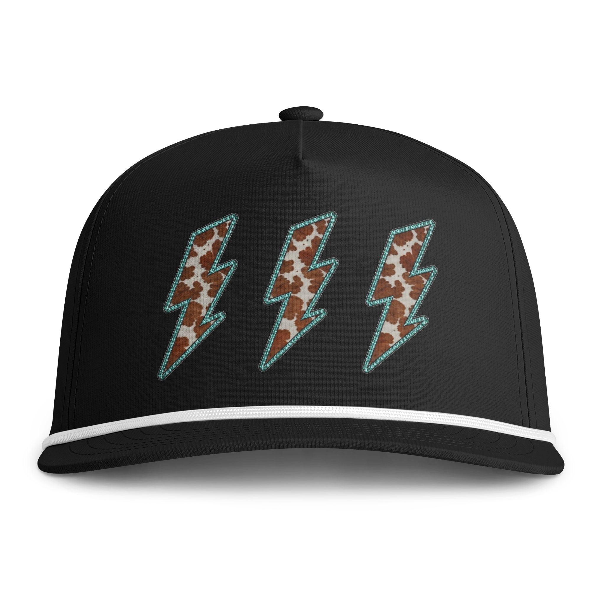 Sunwashed Rope Cap — Retro Lightning Bolt Embroidered Trucker Hat