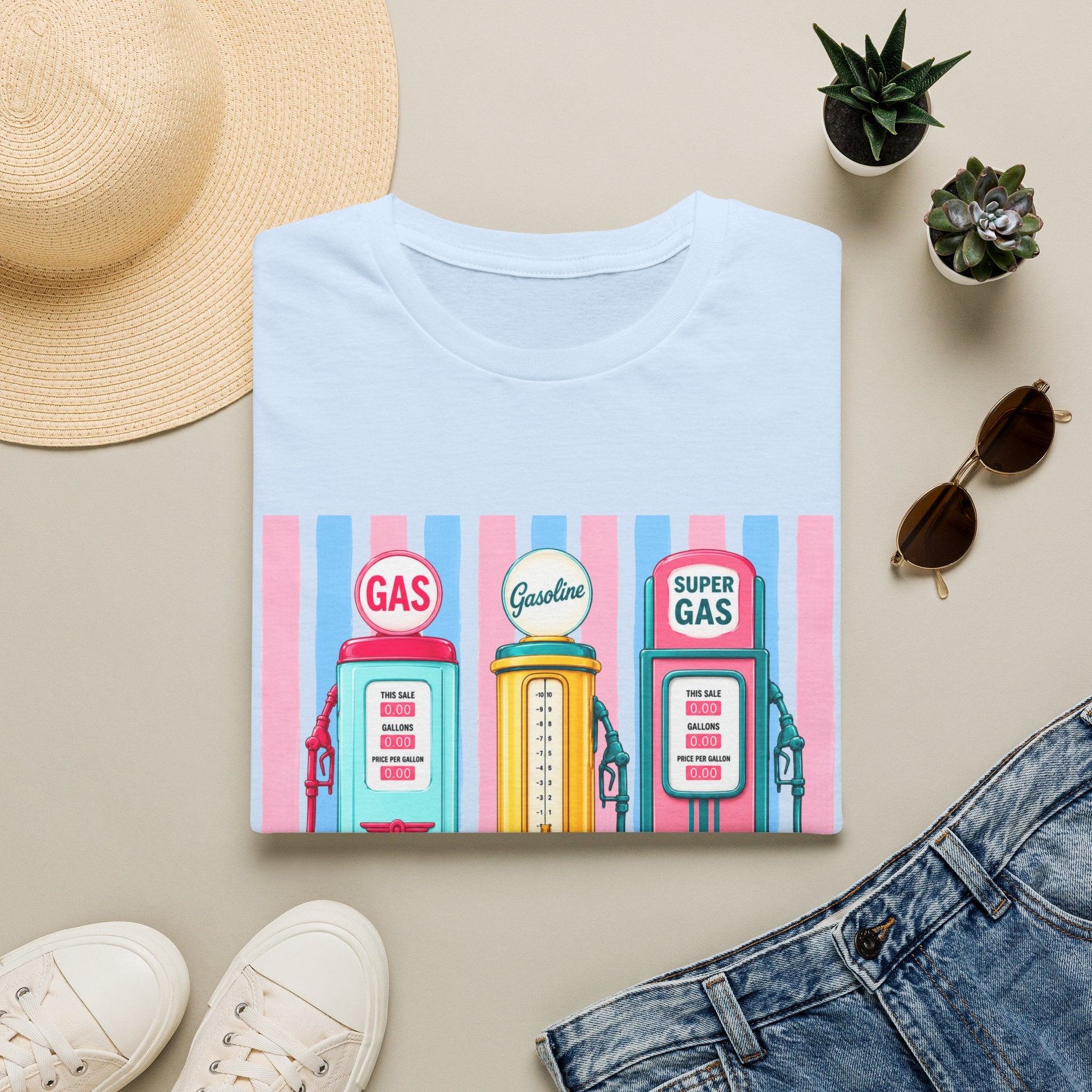 Retro Gas Pumps T‑Shirt — 'This Is My Husband's Problem' Vintage Gasoline Tee