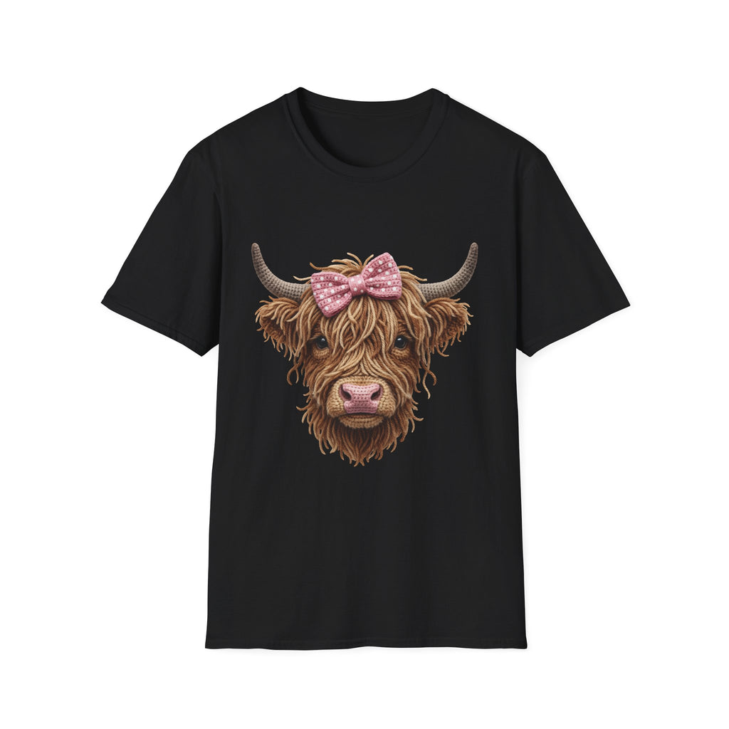 Highland Cow Tee — Cute Ribbon Cow Graphic T-Shirt