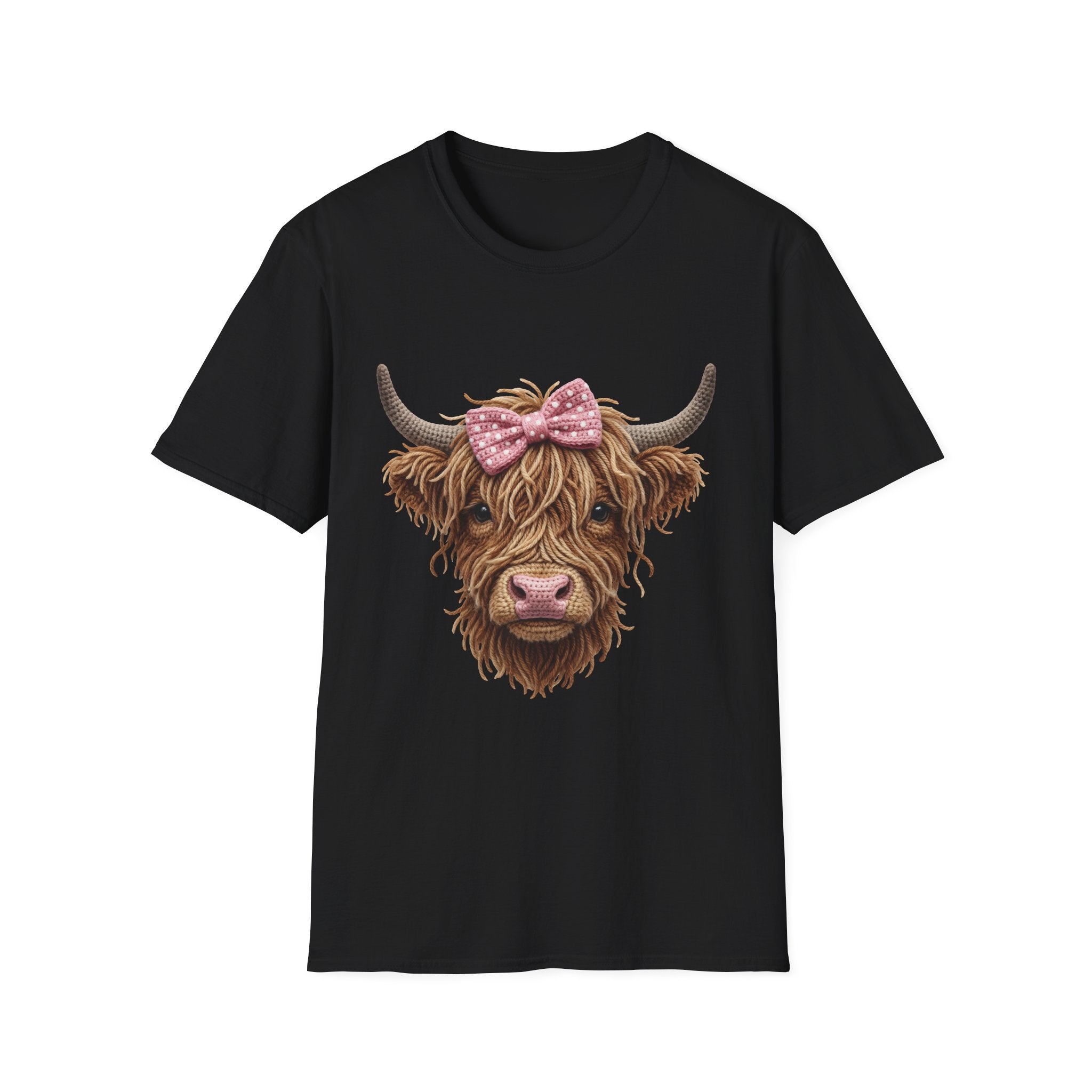 Highland Cow Tee — Cute Ribbon Cow Graphic T-Shirt