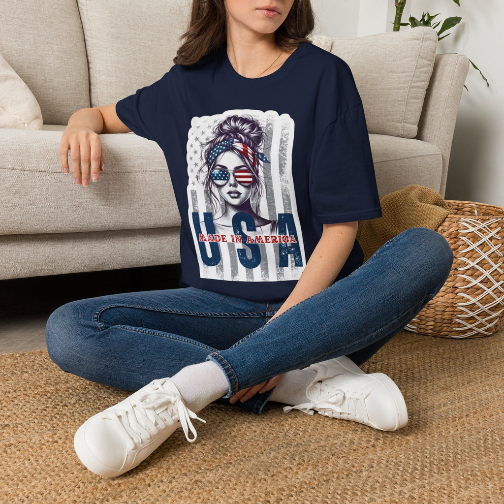 USA Flag Sunglasses T-Shirt — American Patriotic Hair-Band Graphic Tee