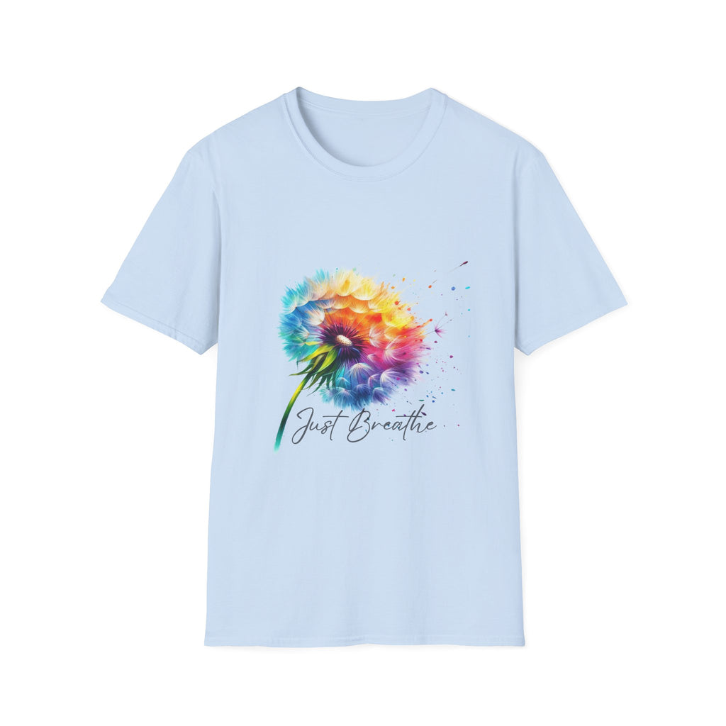 Sunflower Watercolor T-Shirt – "Just Breathe" Inspirational Floral Tee