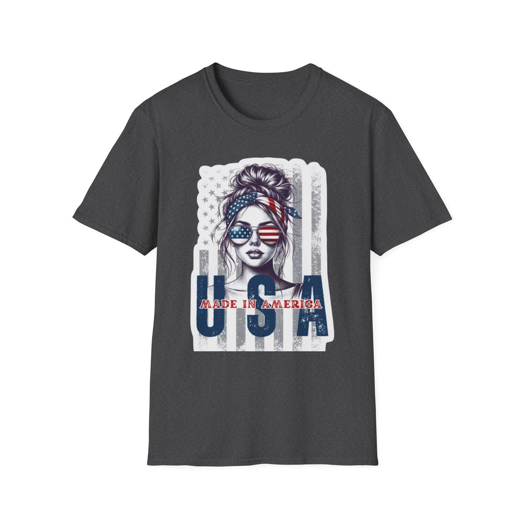 USA Flag Sunglasses T-Shirt — American Patriotic Hair-Band Graphic Tee