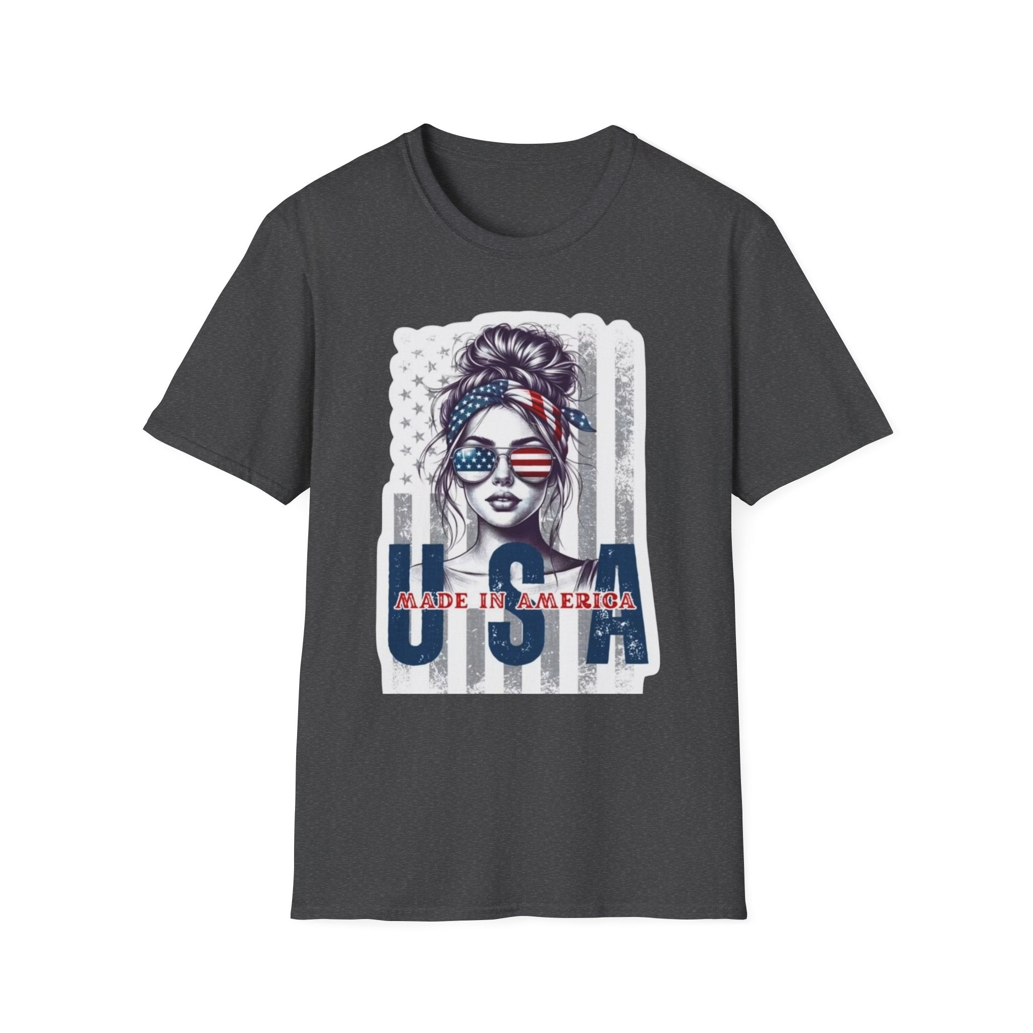 USA Flag Sunglasses T-Shirt — American Patriotic Hair-Band Graphic Tee