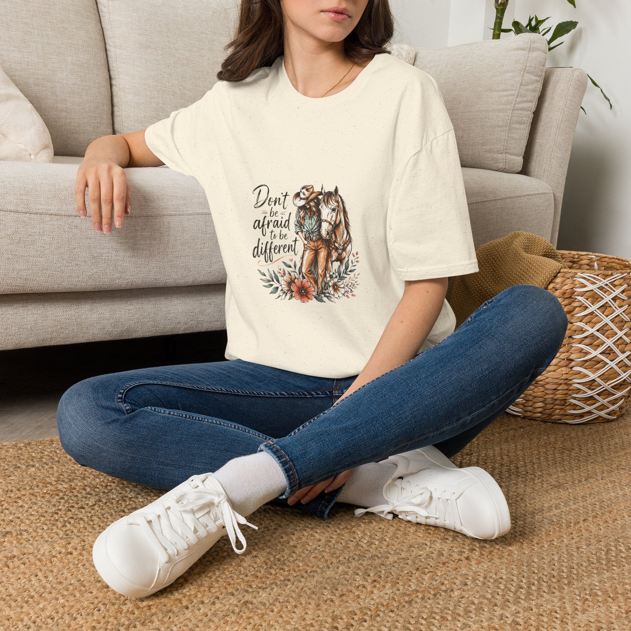 T-Shirt — 'Don't Be Afraid to Be Different' Horse Graphic