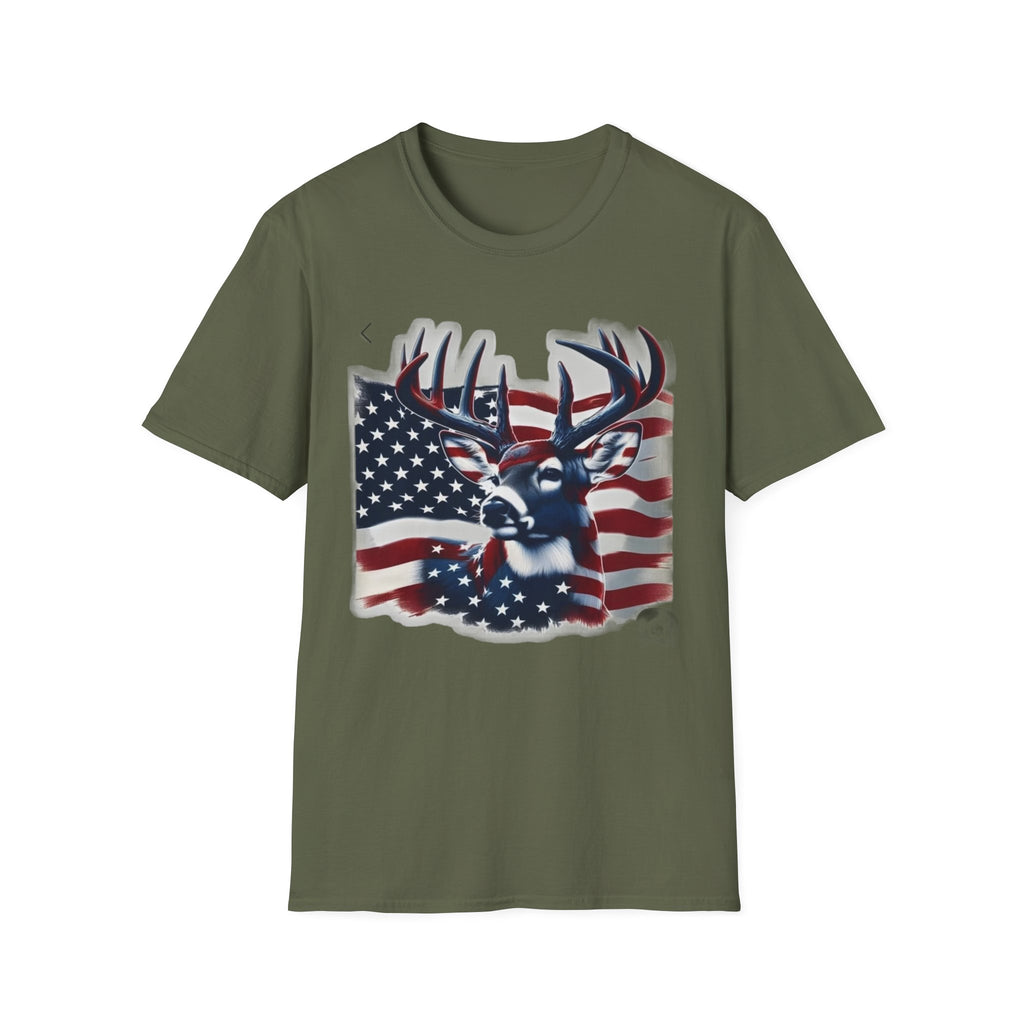 Patriotic Deer T-Shirt — American Flag Buck Graphic Tee