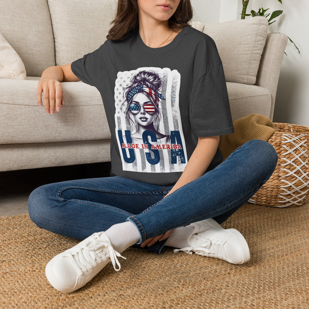 USA Flag Sunglasses T-Shirt — American Patriotic Hair-Band Graphic Tee