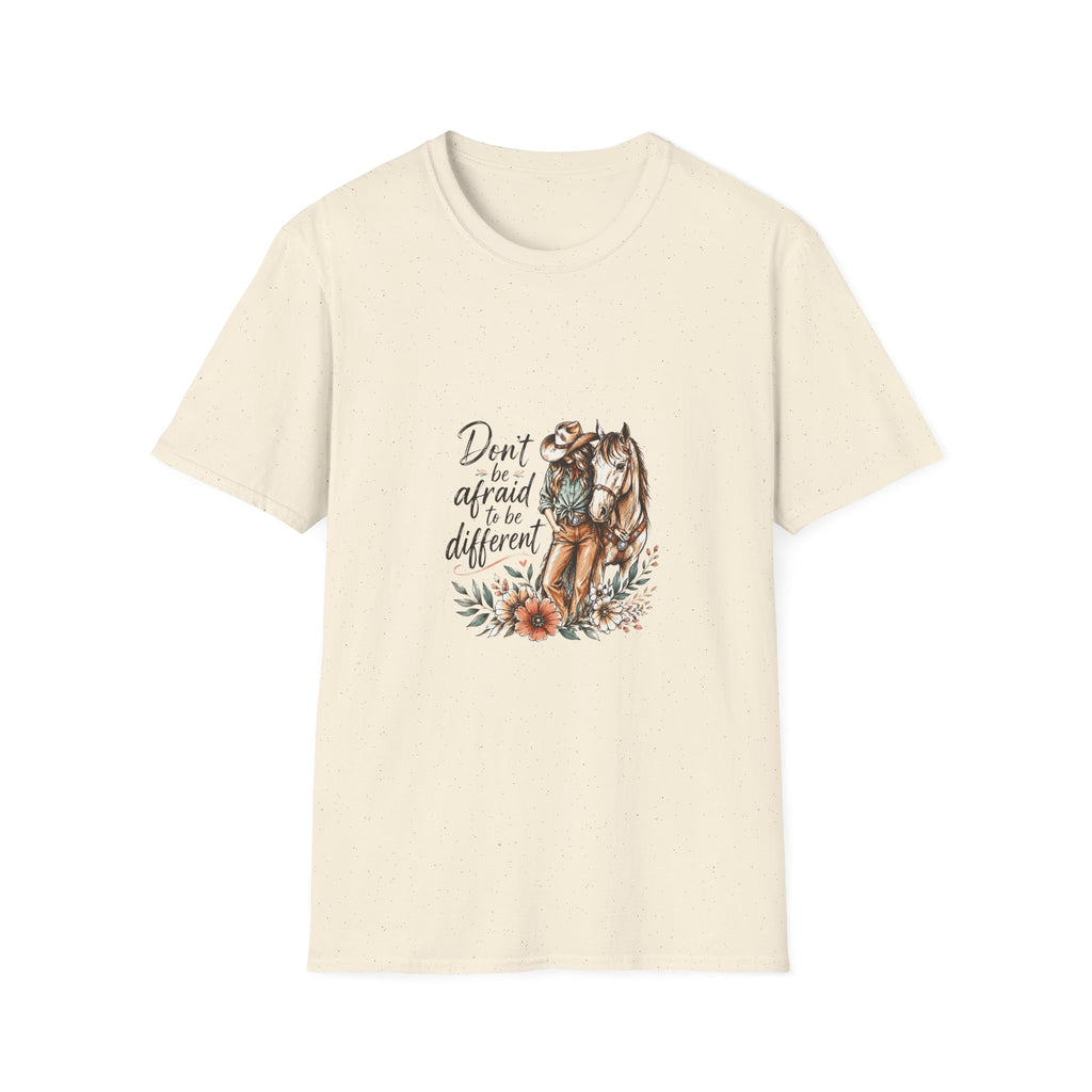 T-Shirt — 'Don't Be Afraid to Be Different' Horse Graphic