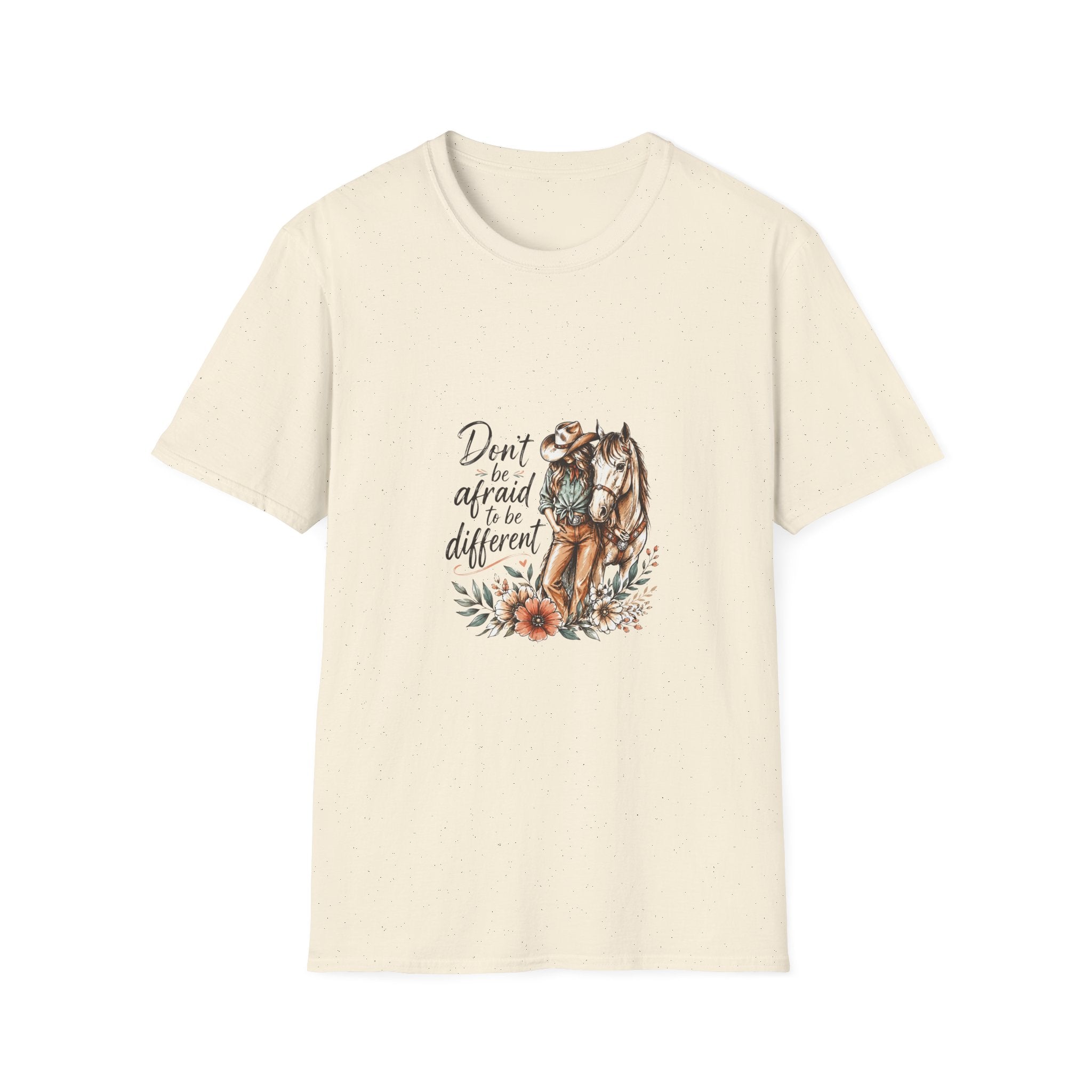 T-Shirt — 'Don't Be Afraid to Be Different' Horse Graphic