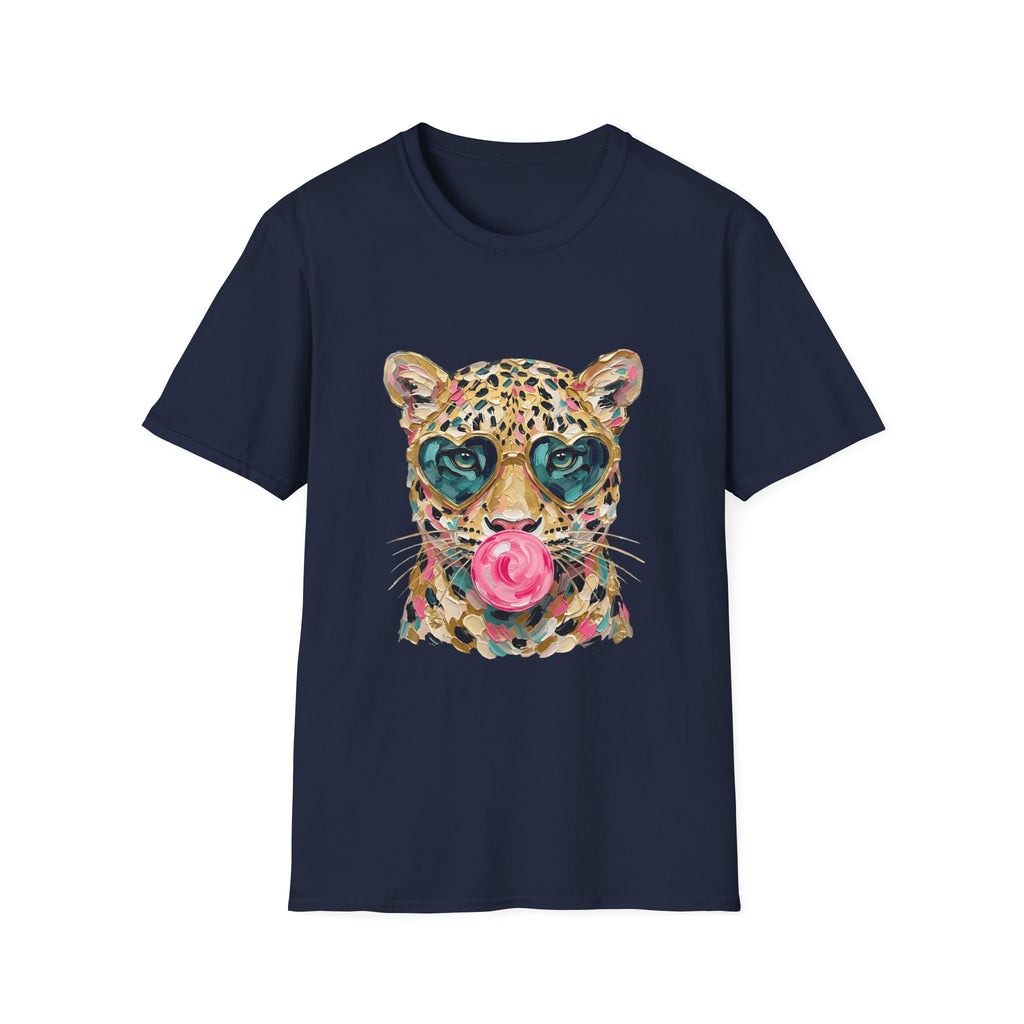 Leopard with Heart Sunglasses Graphic Tee — Cute Pop Art Animal T-Shirt