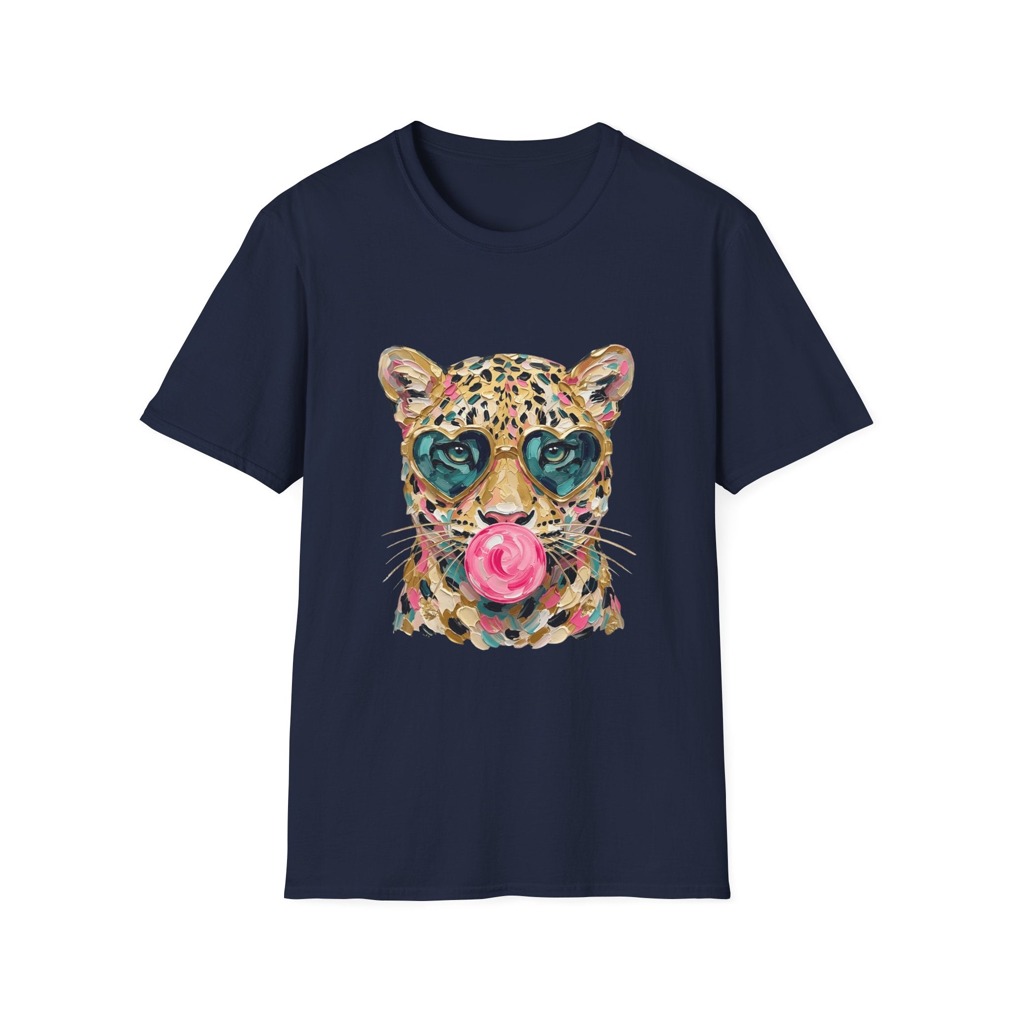 Leopard with Heart Sunglasses Graphic Tee — Cute Pop Art Animal T-Shirt
