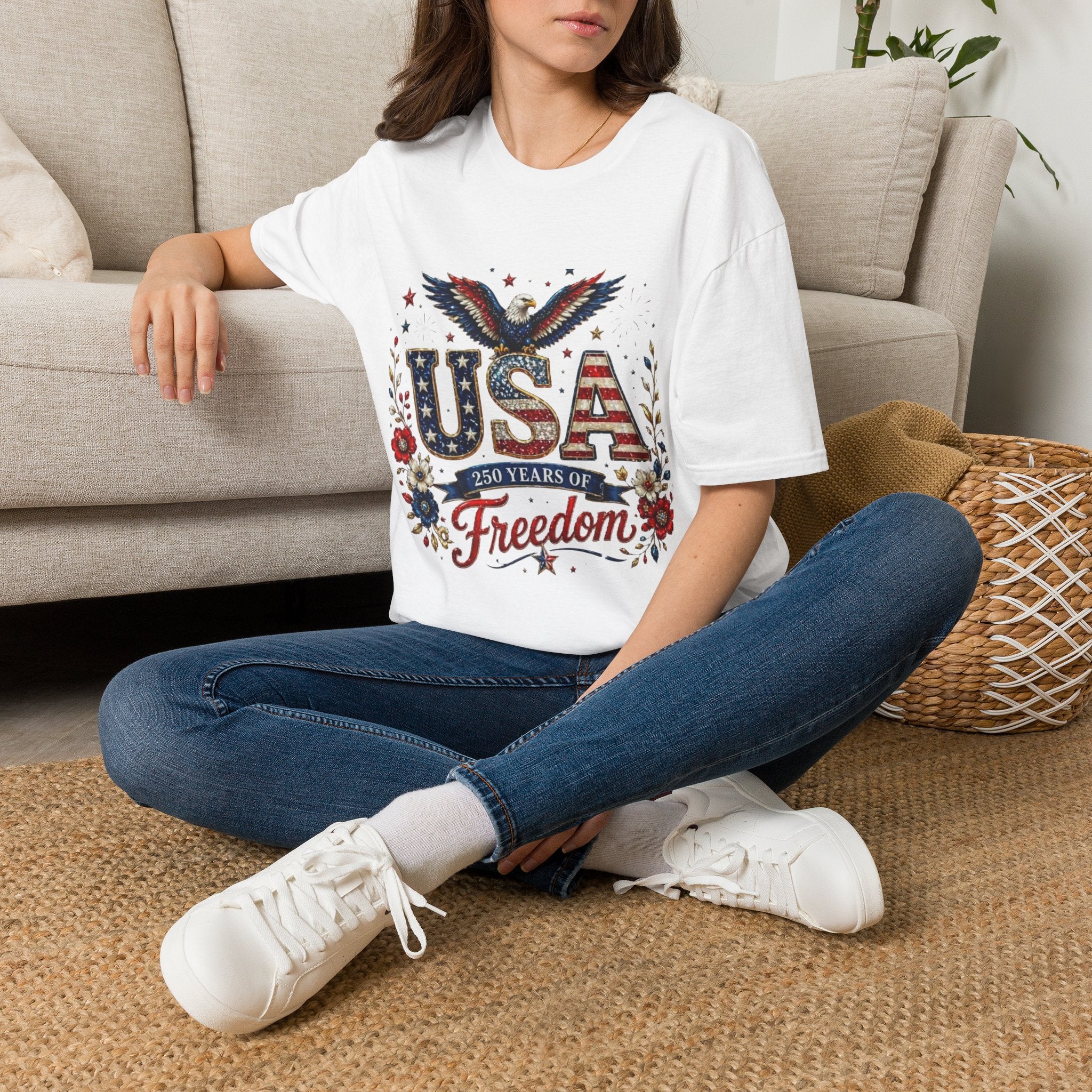 USA Freedom T-Shirt — Patriotic Eagle & American Flag Design