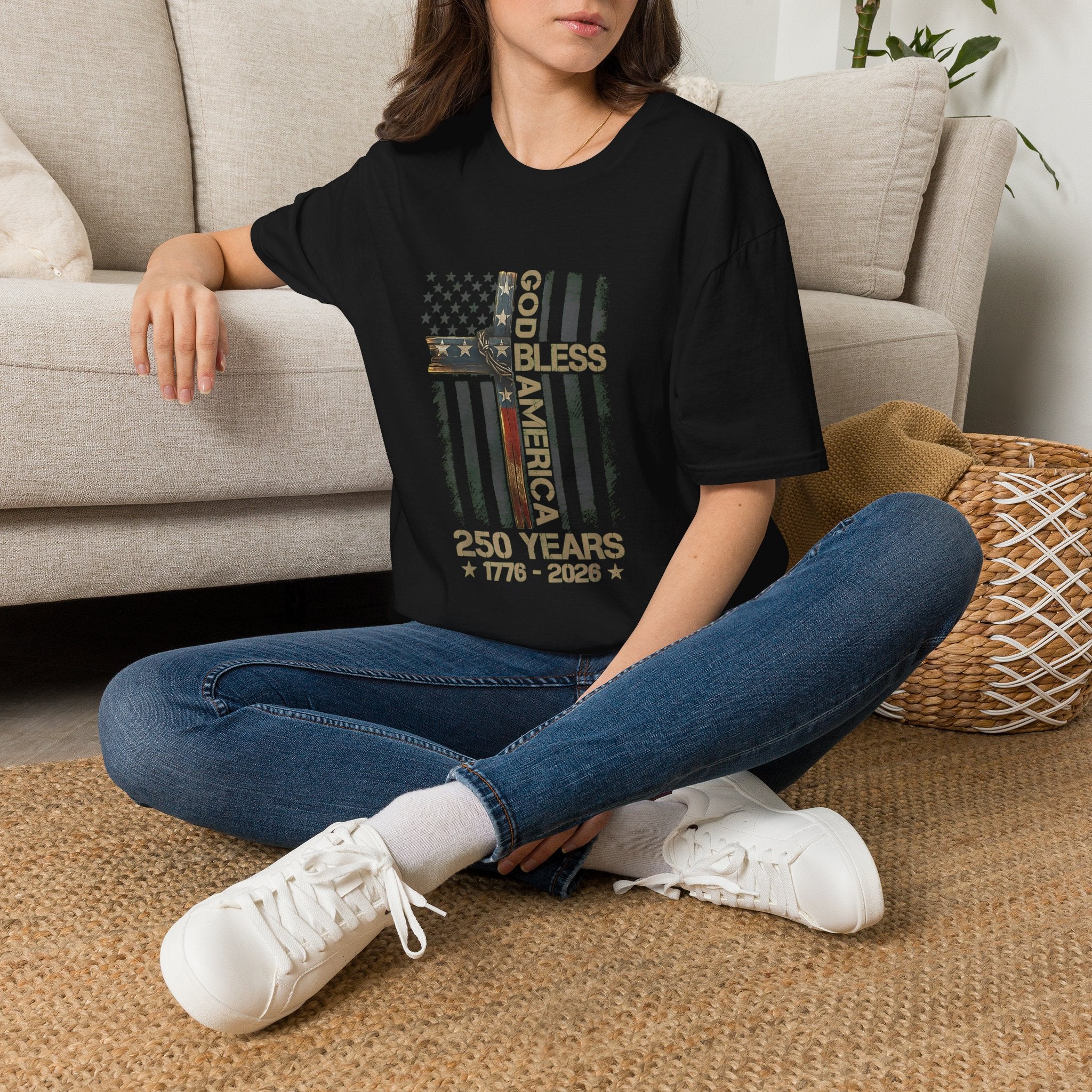T-Shirt — God Bless America 250 Years Patriotic Flag Tee (1776–2026)