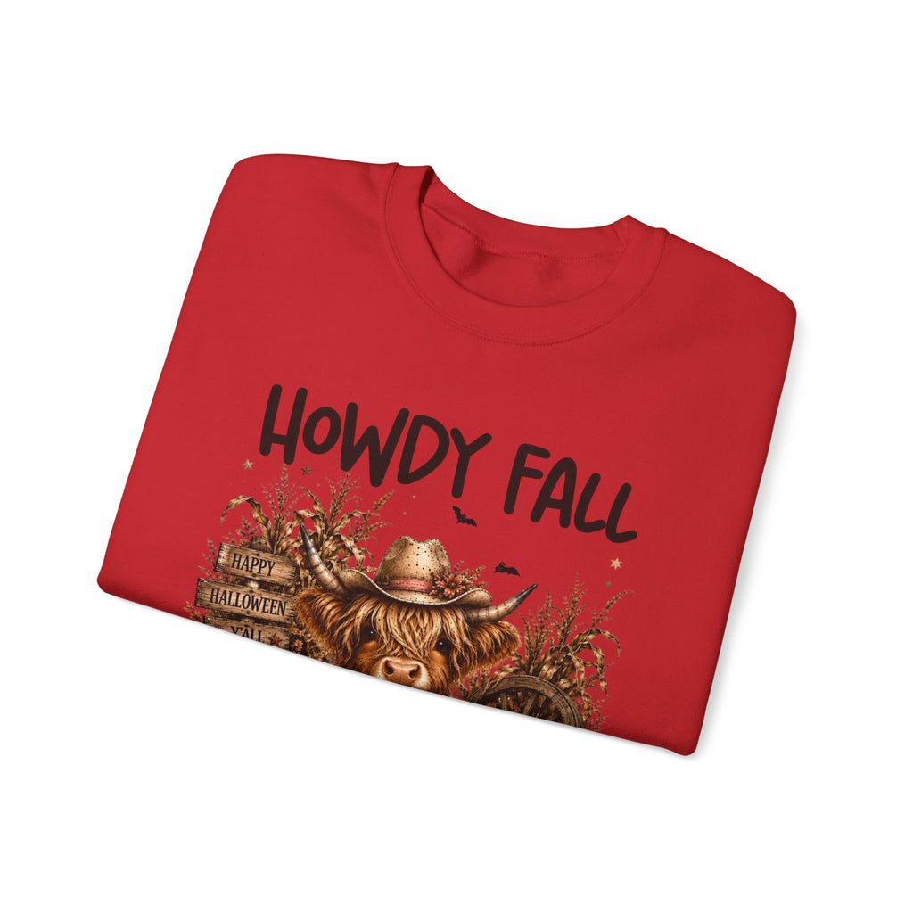 Howdy Fall Cowgirl Sweatshirt – Autumn Pumpkin Farm Graphic Crewneck