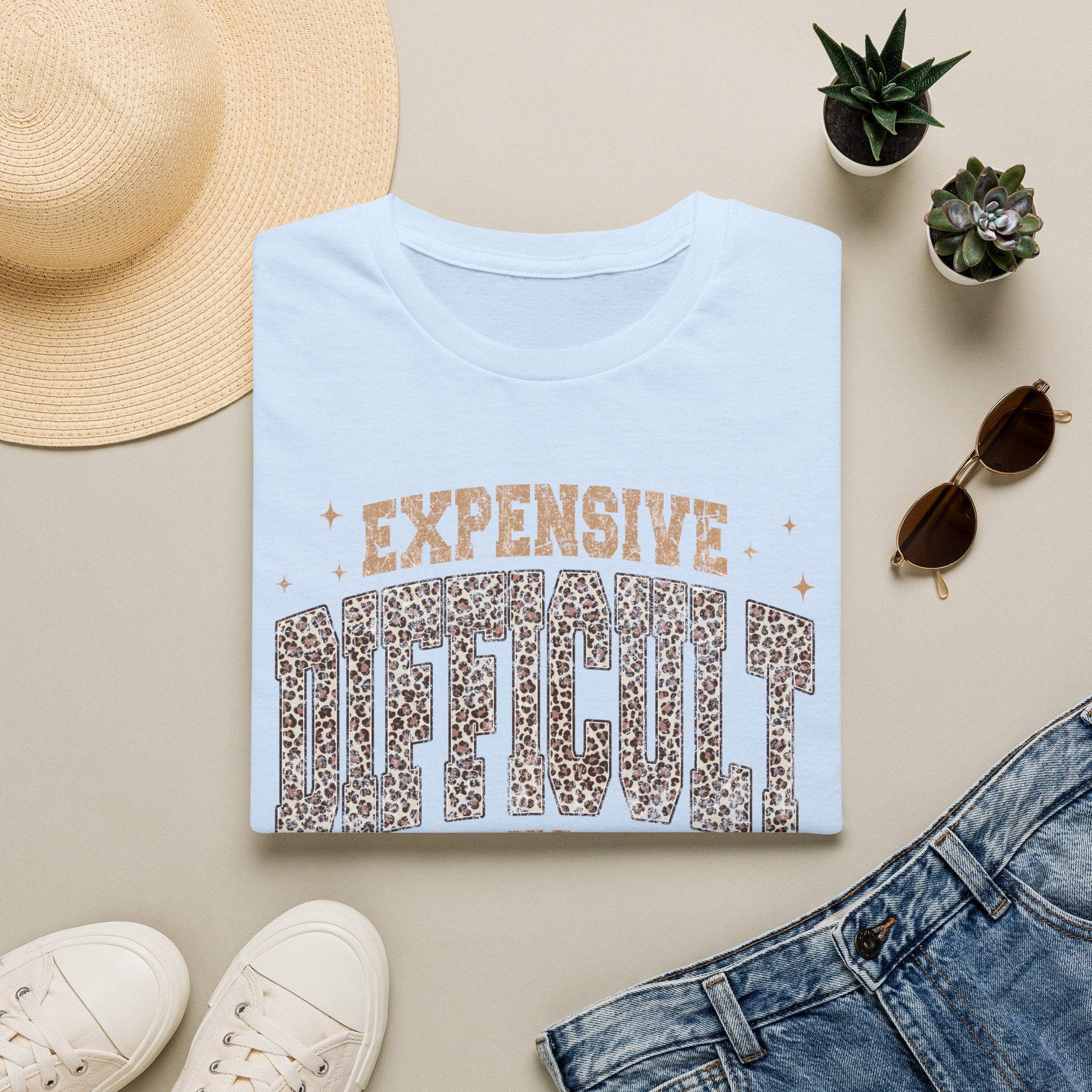 Expensive & Difficult Graphic T-Shirt — Leopard Sparkle "Expensive Difficult & Talks Back"
