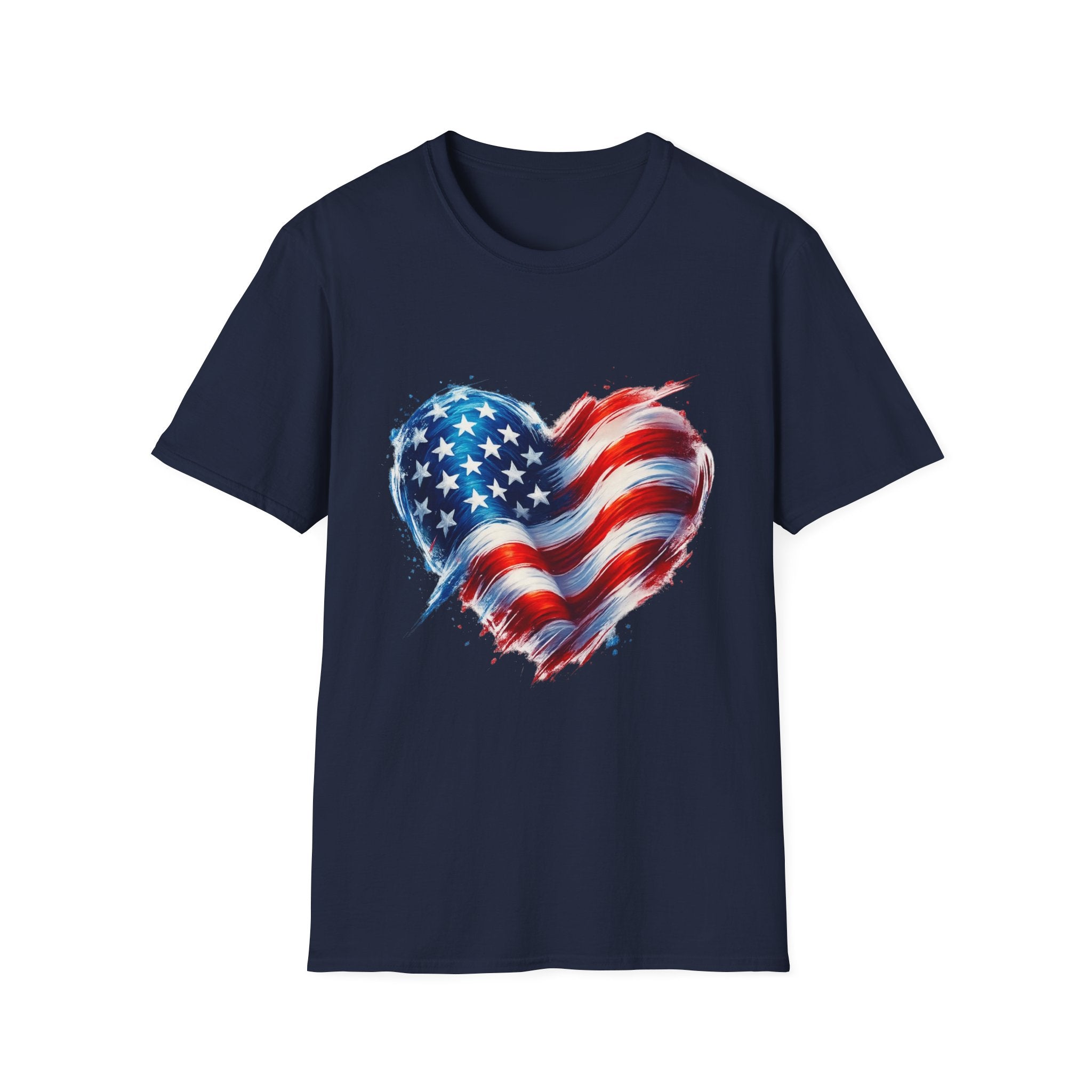 American Flag Heart T-Shirt — Patriotic USA Stars & Stripes Tee for 4th of July