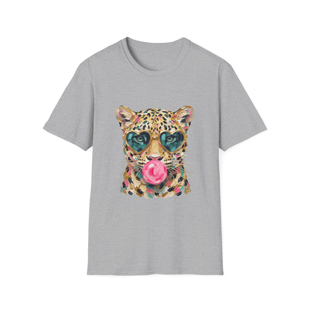 Leopard with Heart Sunglasses Graphic Tee — Cute Pop Art Animal T-Shirt