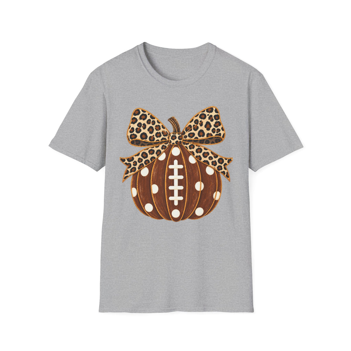 Leopard Bow Football Pumpkin T-Shirt