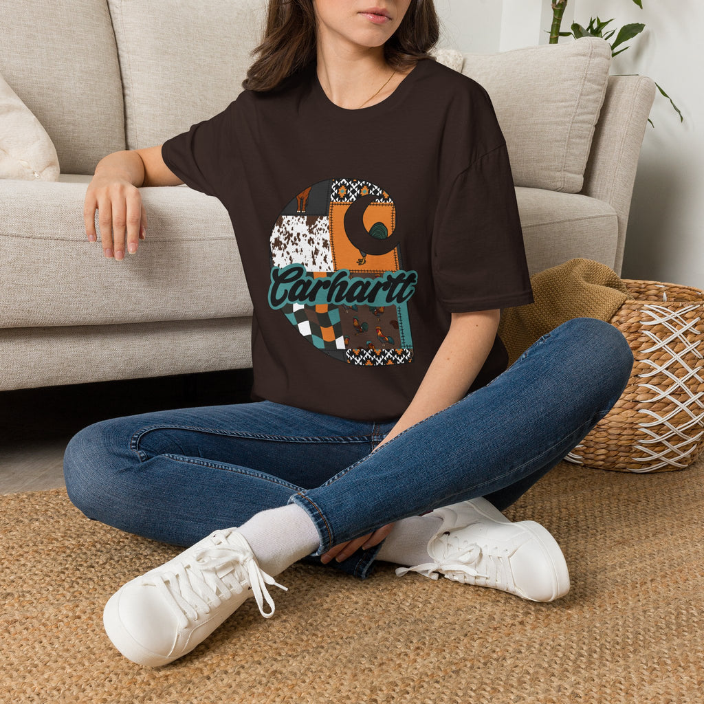 Carhartt Patchwork Logo T-Shirt — Retro Quilted Moon Graphic