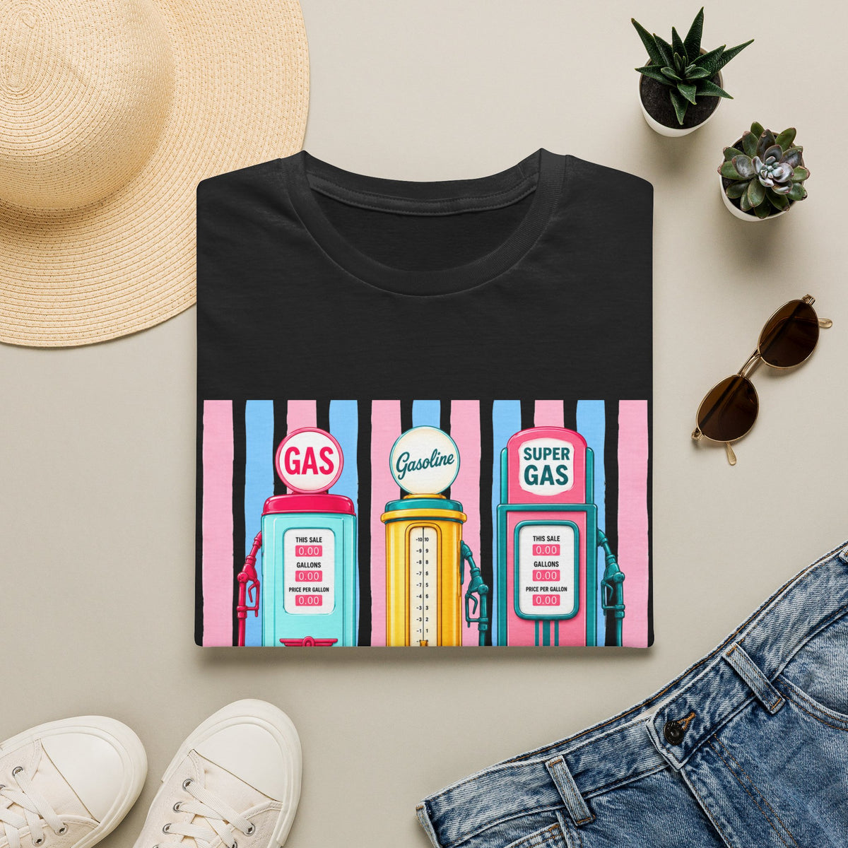 Retro Gas Pumps T‑Shirt — 'This Is My Husband's Problem' Vintage Gasoline Tee