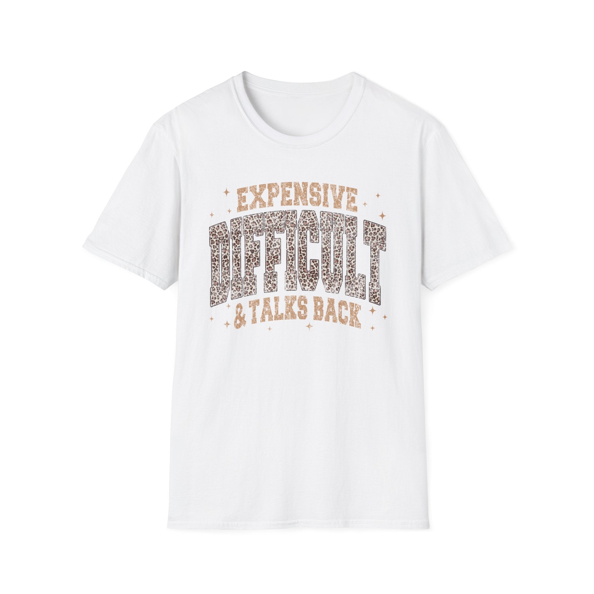 Expensive & Difficult Graphic T-Shirt — Leopard Sparkle "Expensive Difficult & Talks Back"