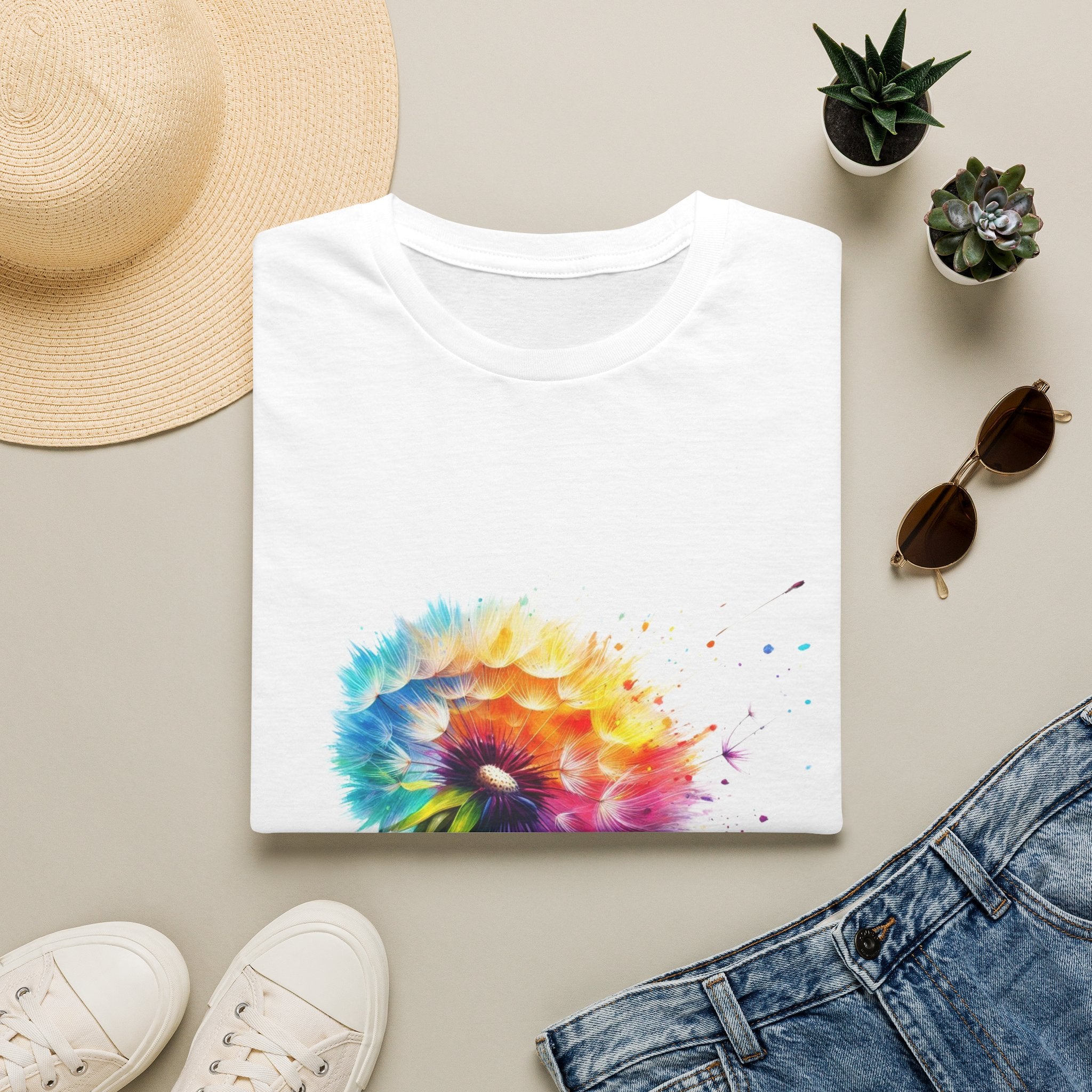 Sunflower Watercolor T-Shirt – "Just Breathe" Inspirational Floral Tee