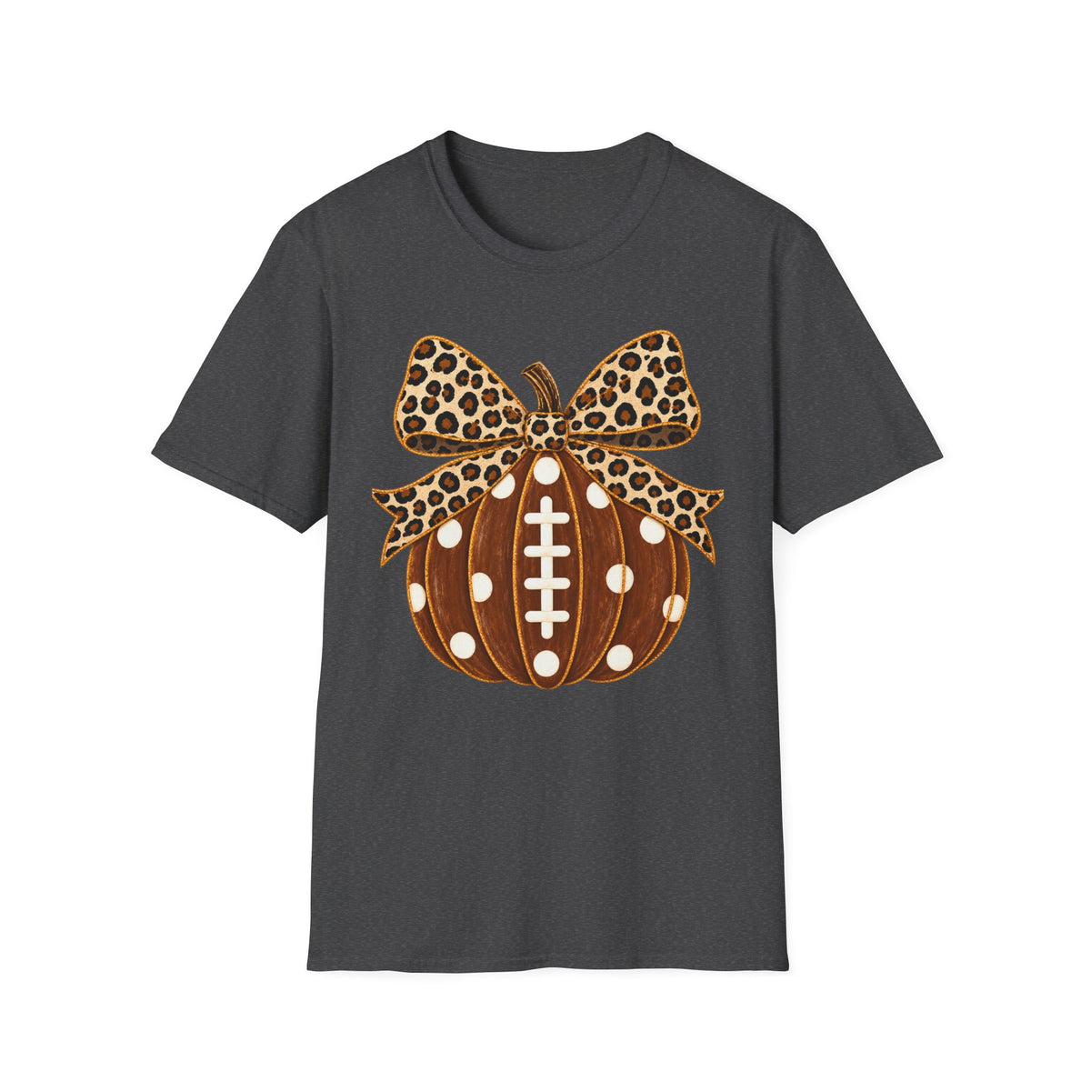 Leopard Bow Football Pumpkin T-Shirt
