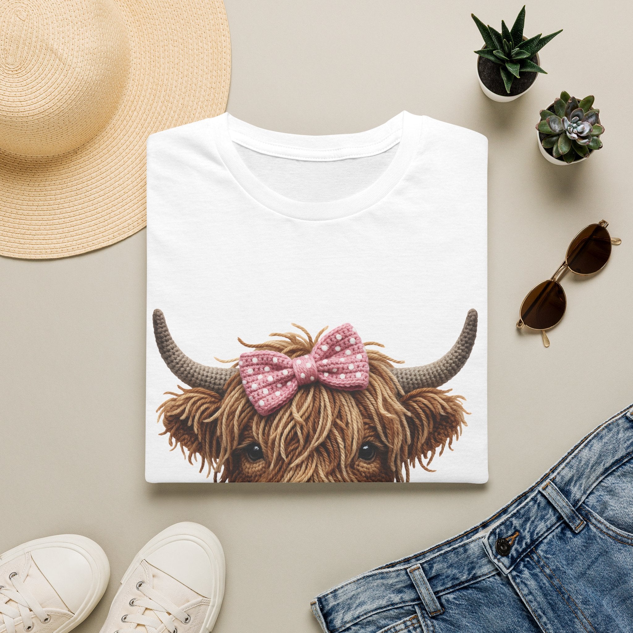 Highland Cow Tee — Cute Ribbon Cow Graphic T-Shirt