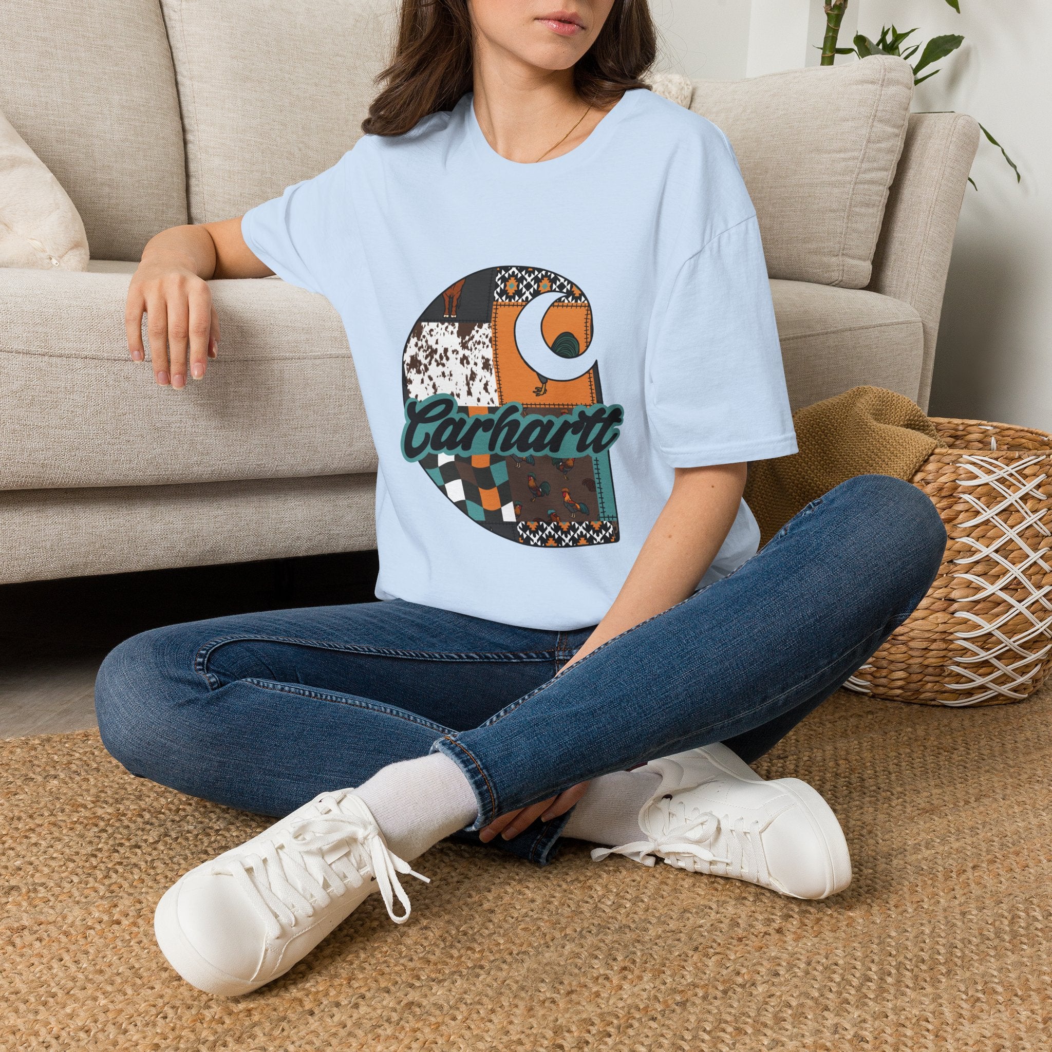 Carhartt Patchwork Logo T-Shirt — Retro Quilted Moon Graphic