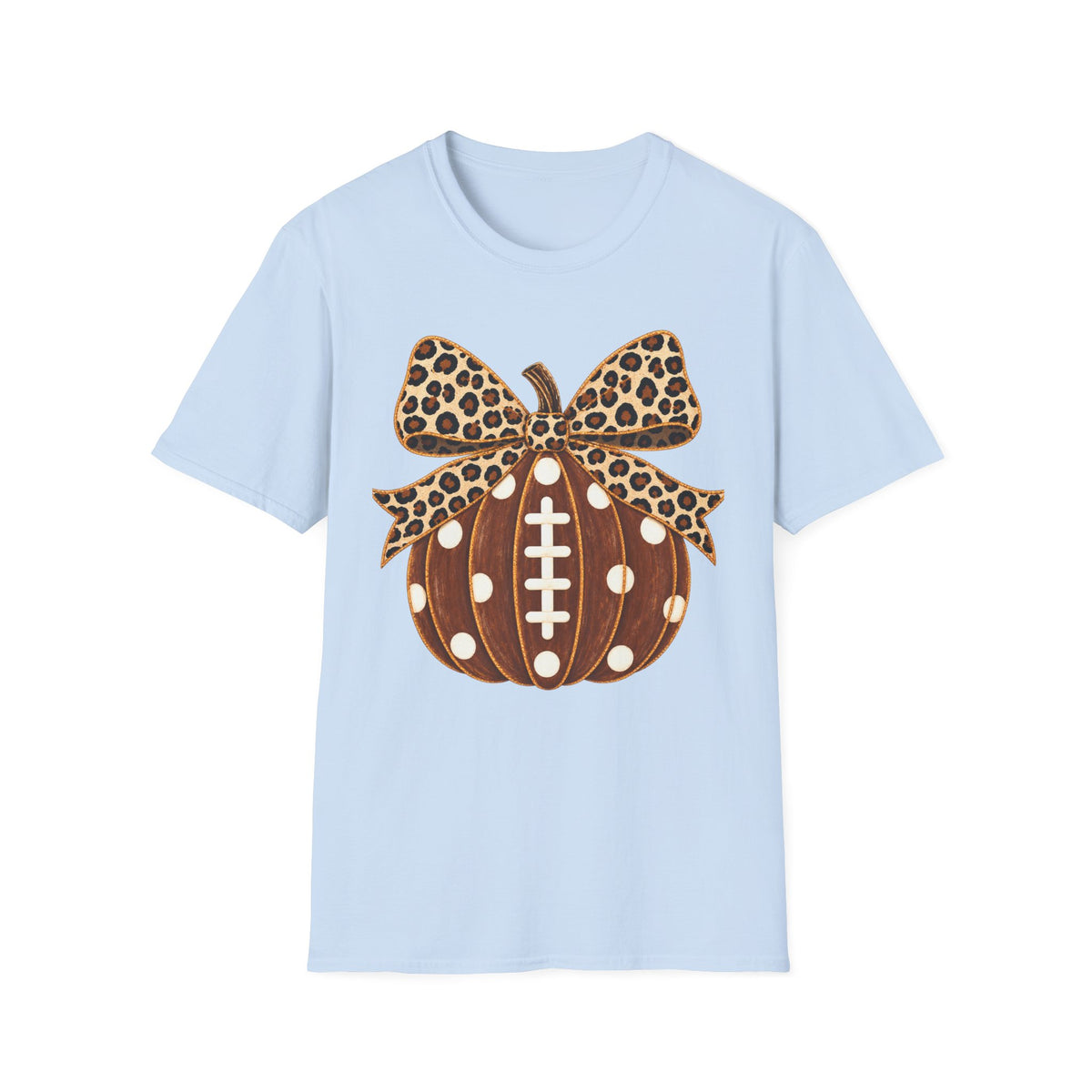 Leopard Bow Football Pumpkin T-Shirt