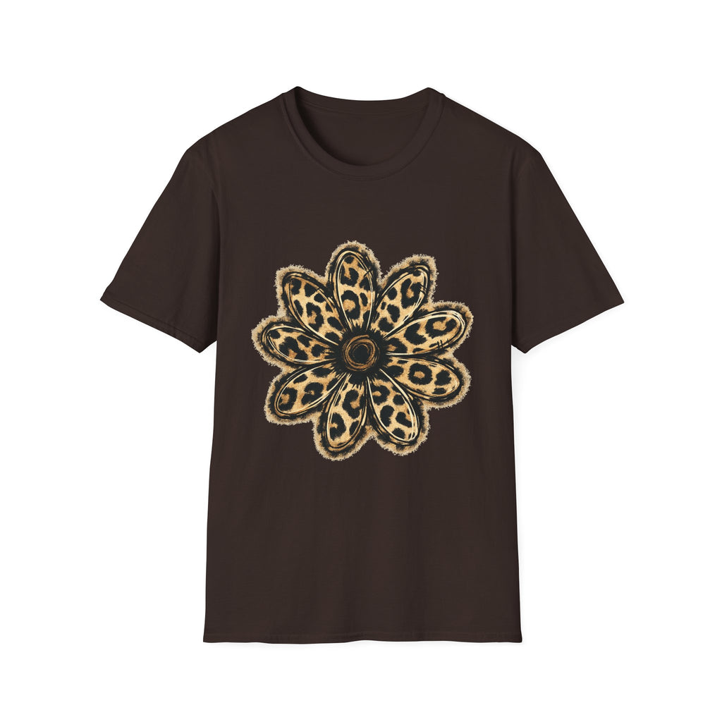 Leopard Sunflower Tee — Women's Animal Print Floral T-Shirt