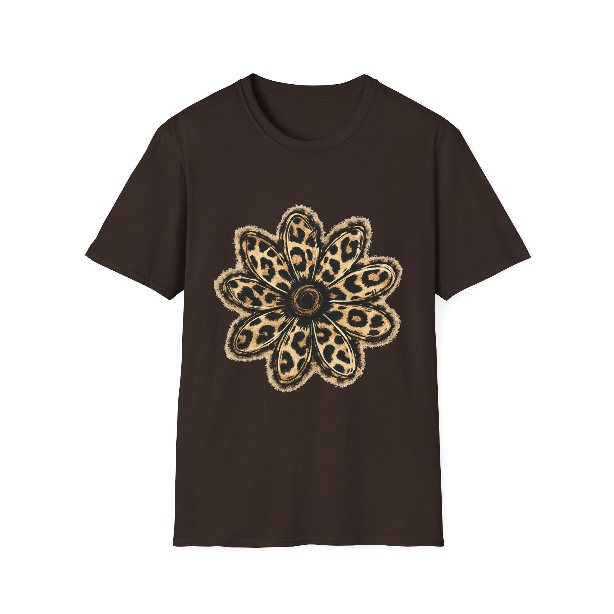 Leopard Sunflower Tee — Women's Animal Print Floral T-Shirt
