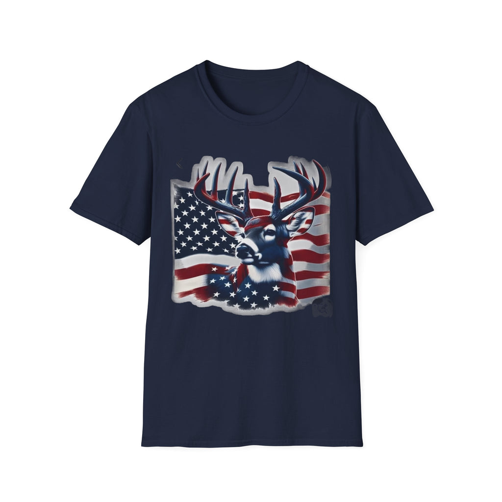 Patriotic Deer T-Shirt — American Flag Buck Graphic Tee