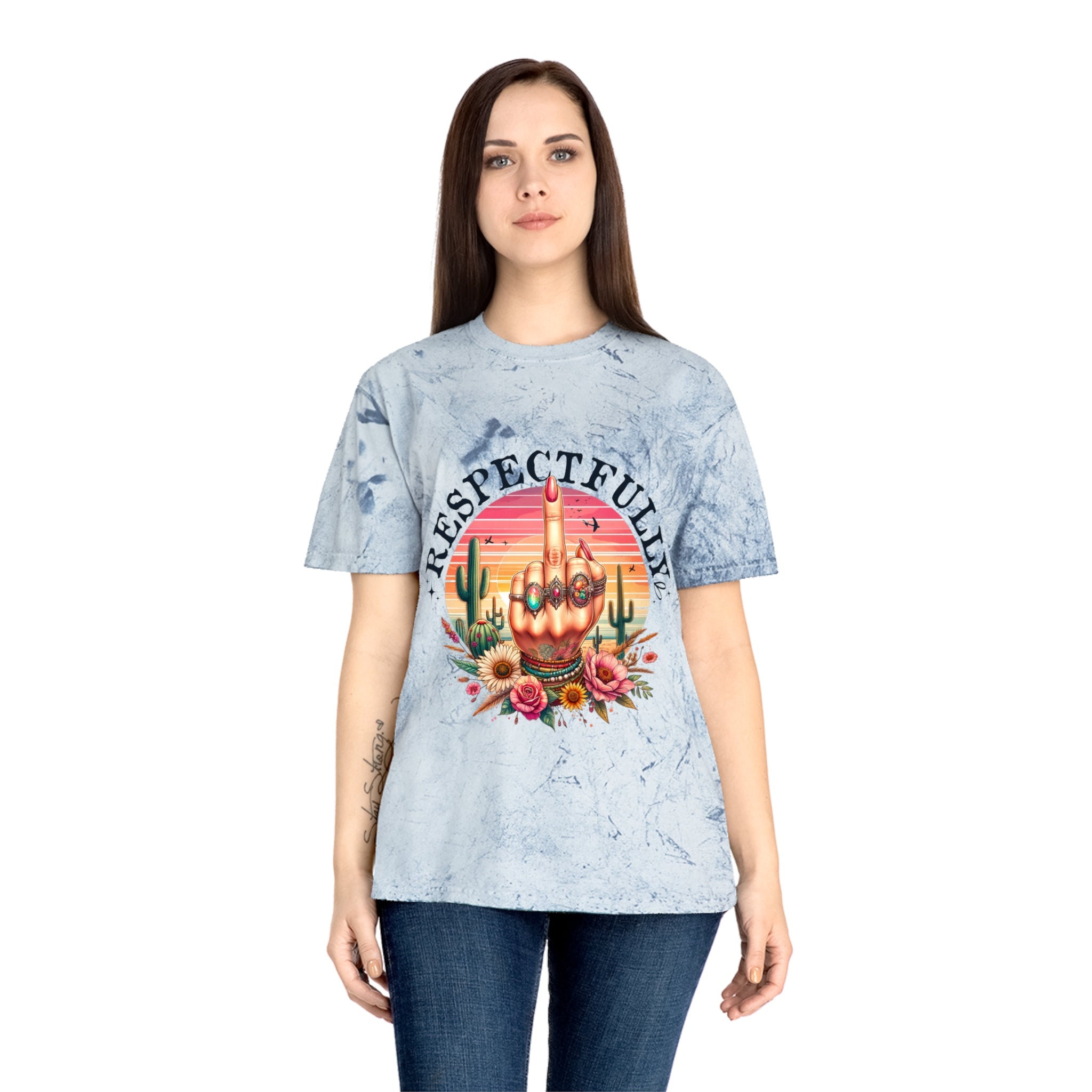 Respectfully Middle Finger T-Shirt — Retro Desert Graphic Tee