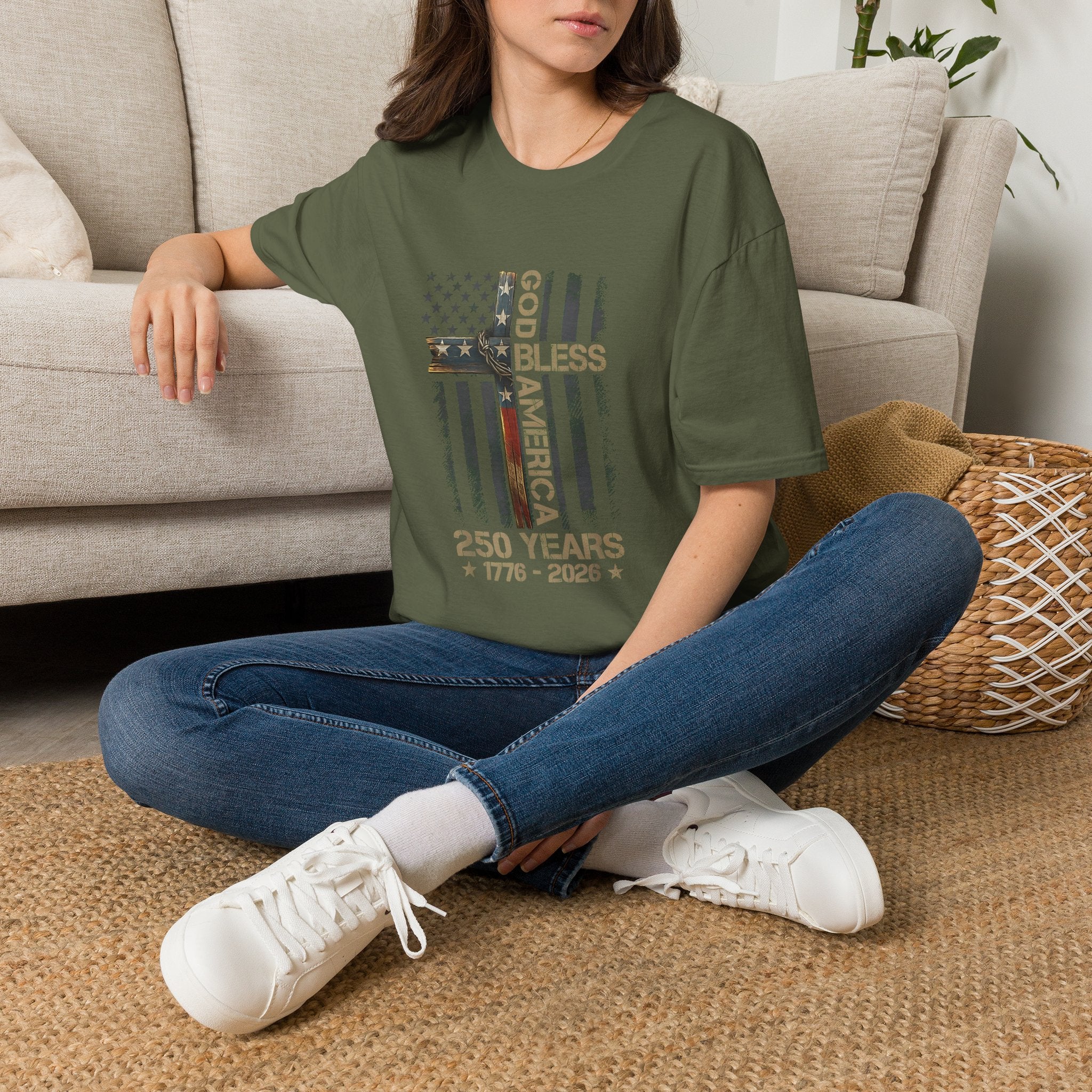 T-Shirt — God Bless America 250 Years Patriotic Flag Tee (1776–2026)