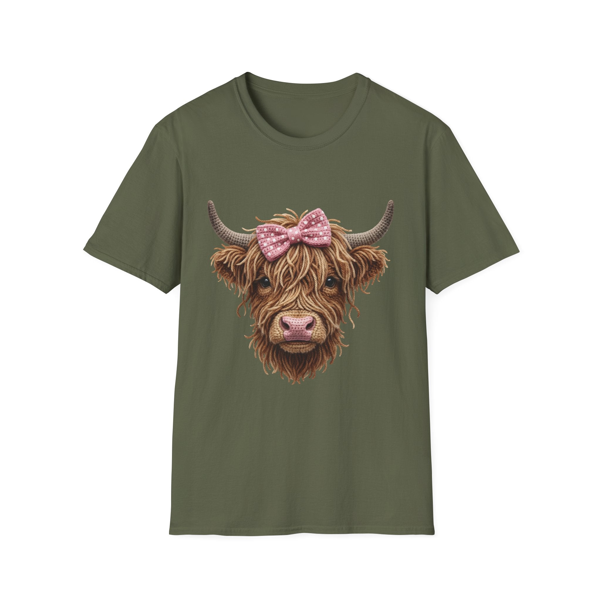 Highland Cow Tee — Cute Ribbon Cow Graphic T-Shirt
