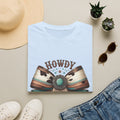 Howdy Western Bow T-Shirt — Turquoise Concho Rustic Cowhide Graphic