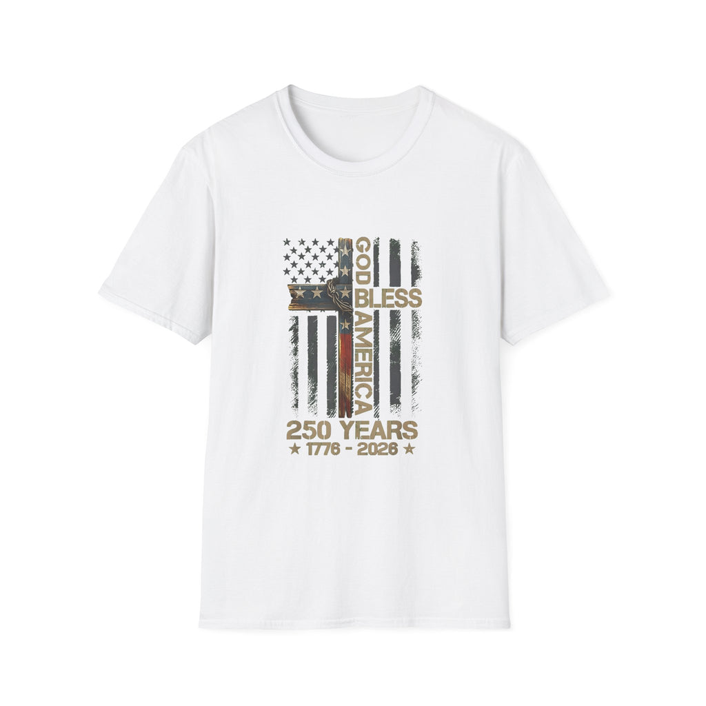 T-Shirt — God Bless America 250 Years Patriotic Flag Tee (1776–2026)